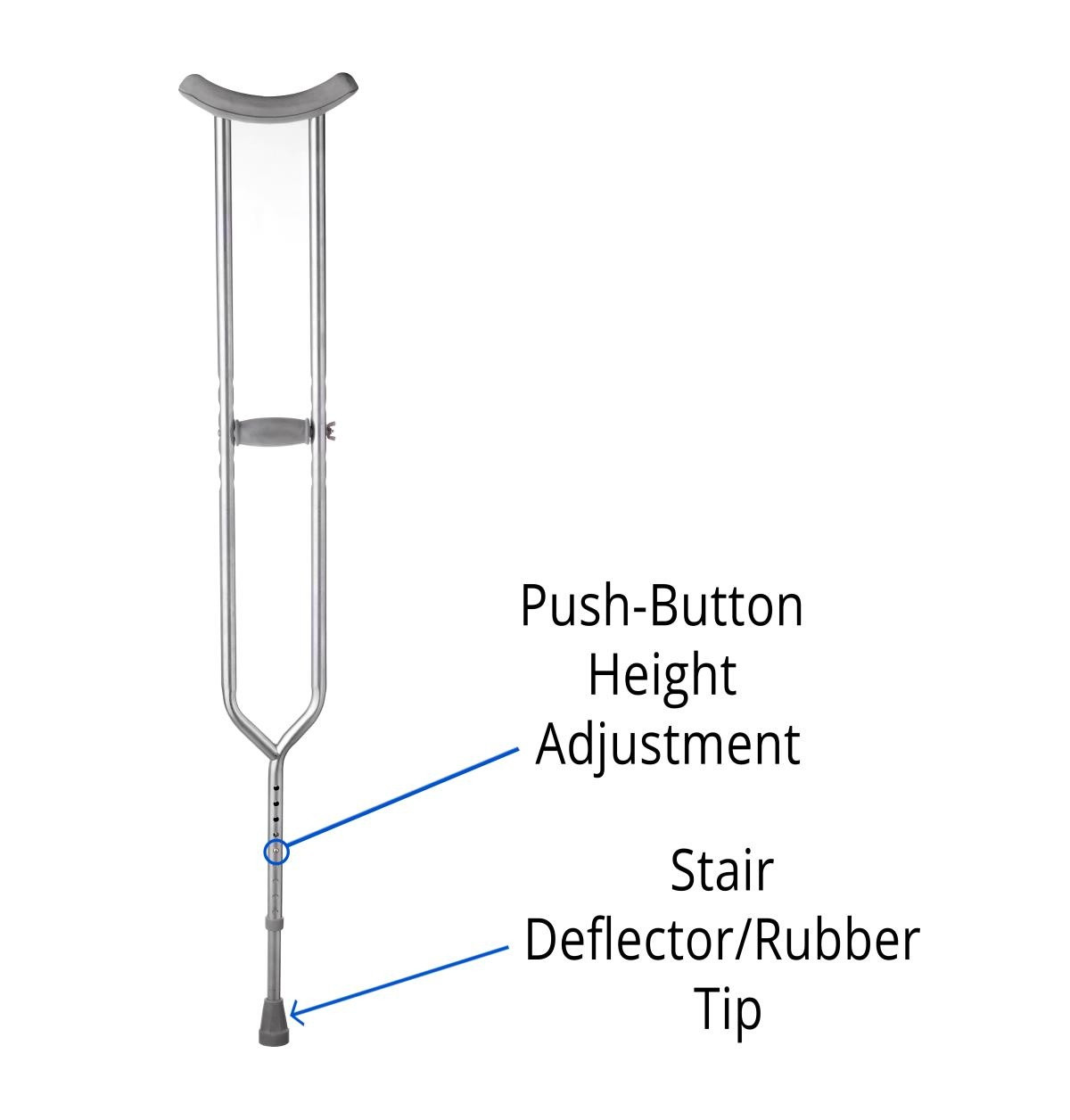 Medline Steel Bariatric Push-Button Crutches