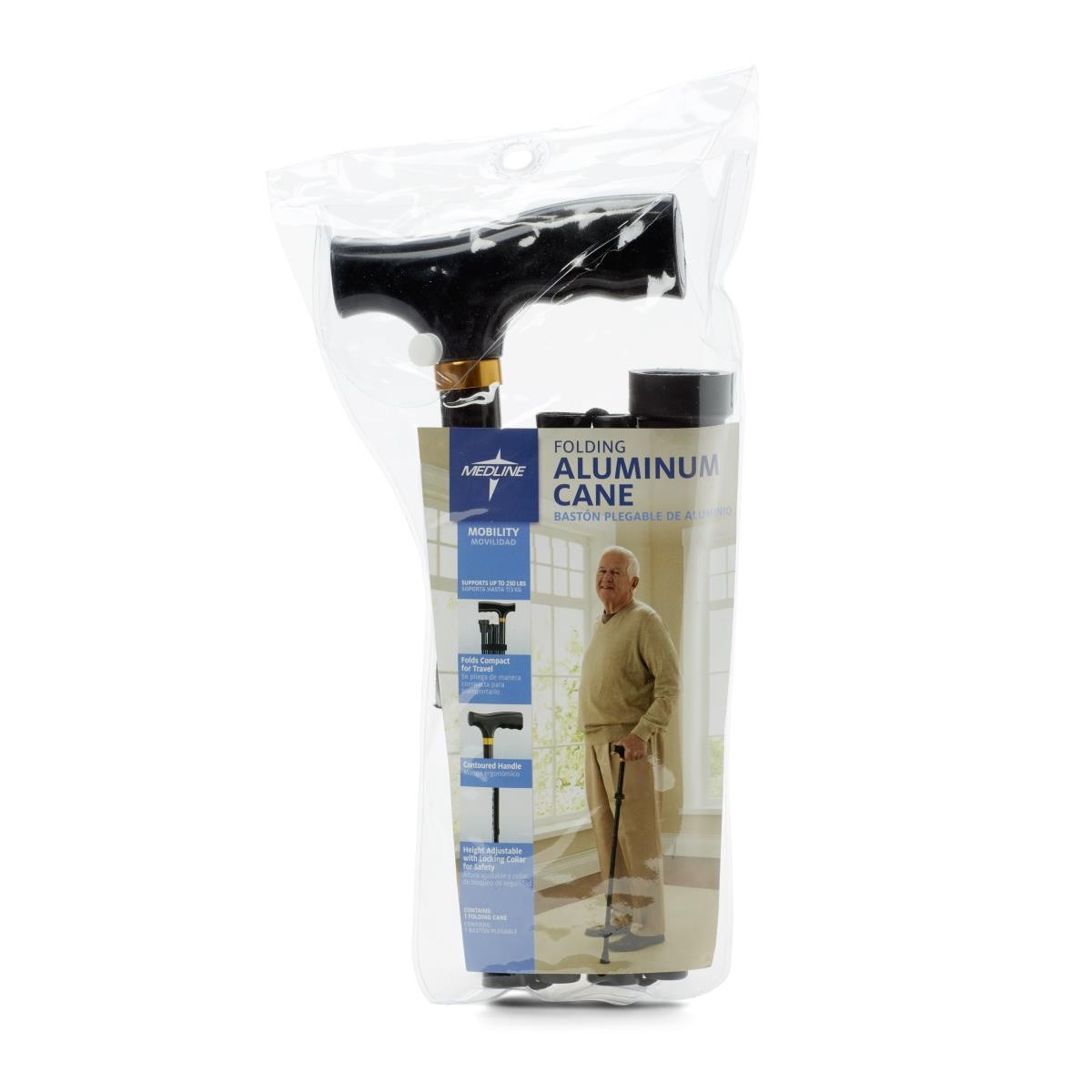 Medline Aluminum Folding T-Handle Cane