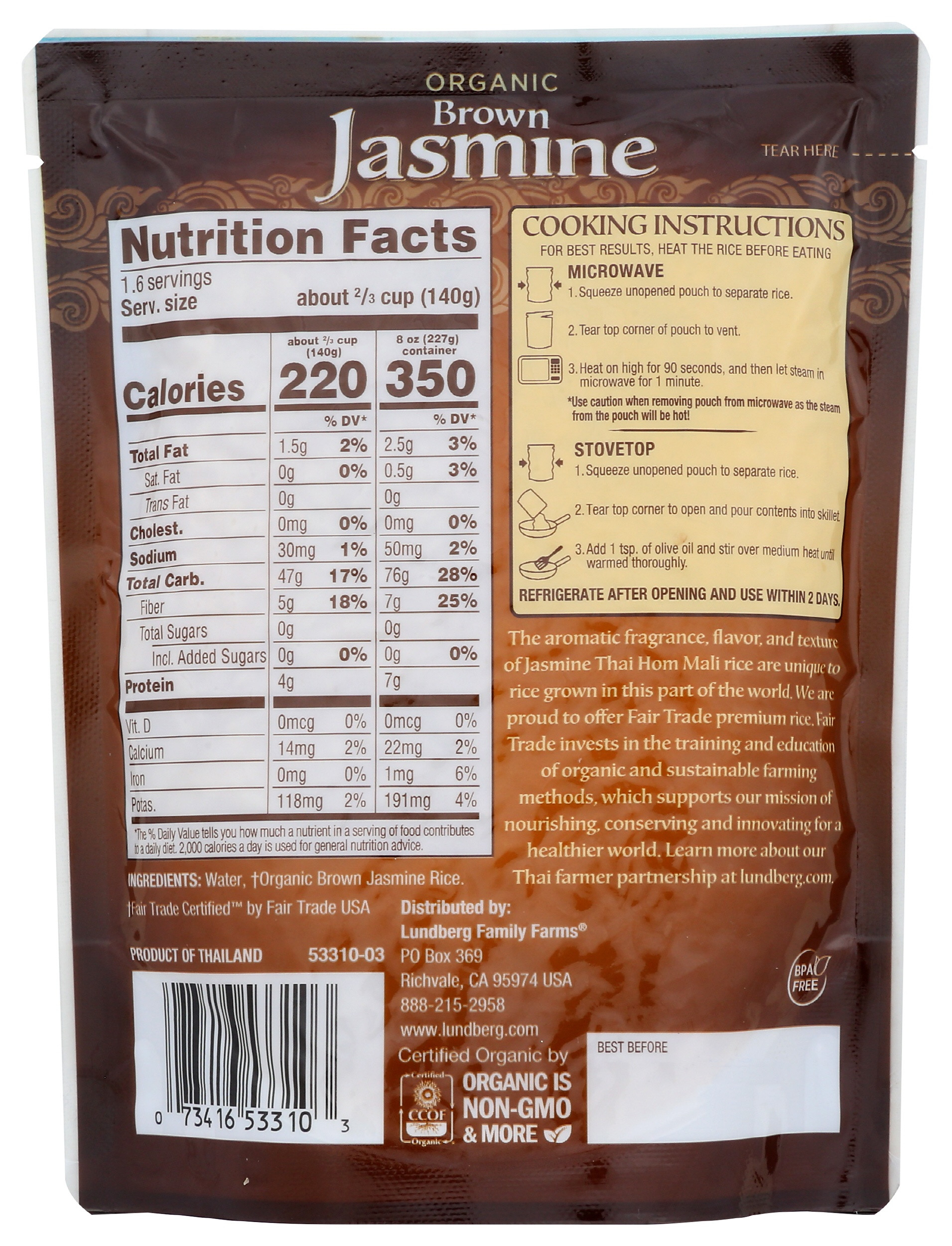 Lundberg Organic Brown Thai Jasmine Rice