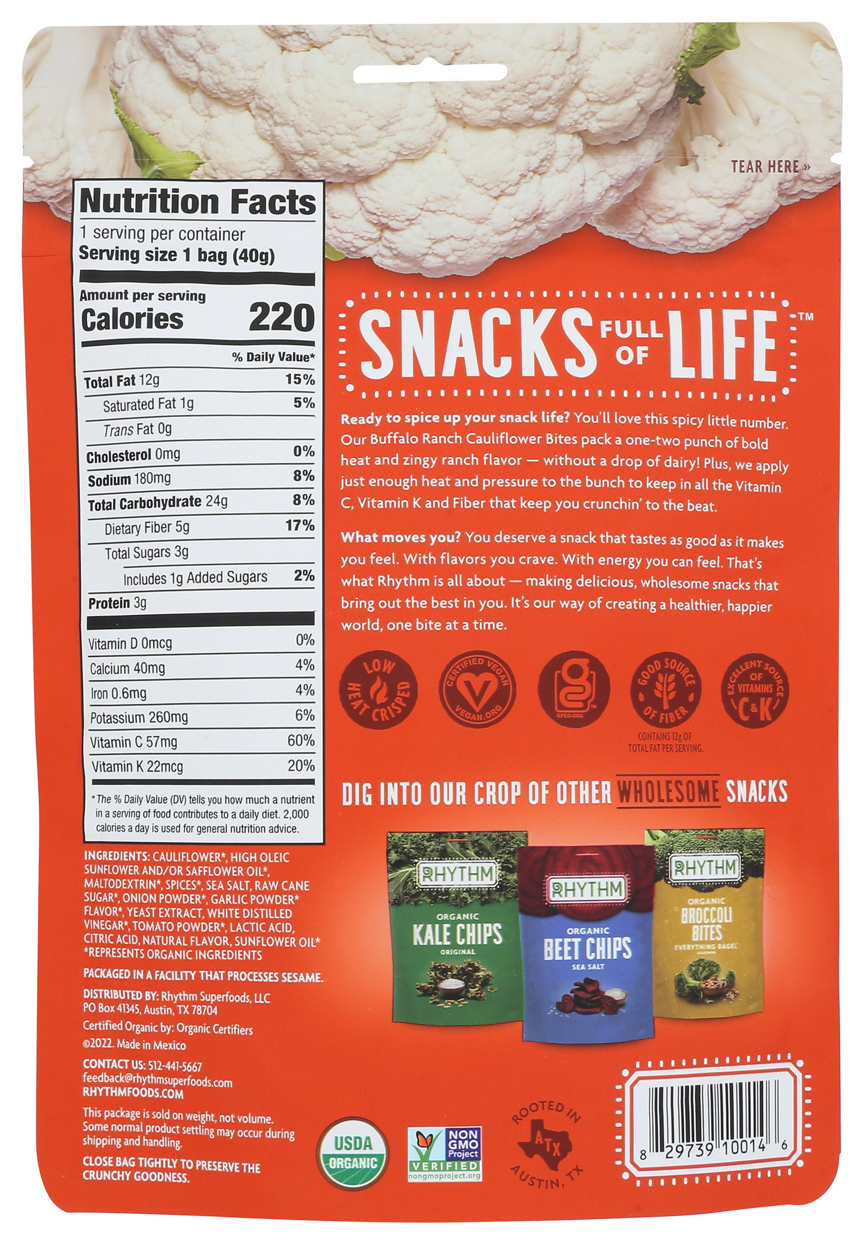 Rhythm Organic Cauliflower Bites