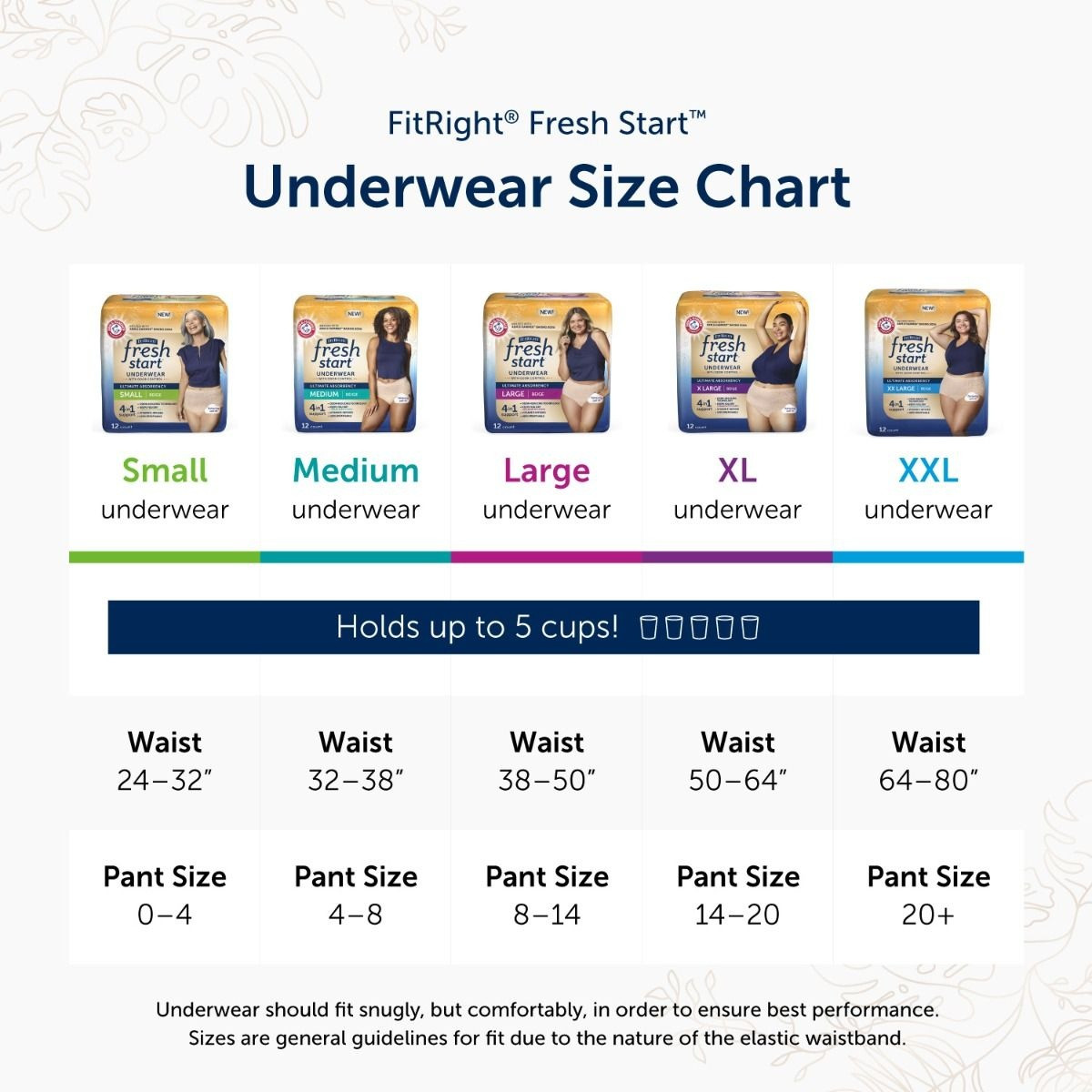 FitRight Fresh Start Incontinence Underwear, Black