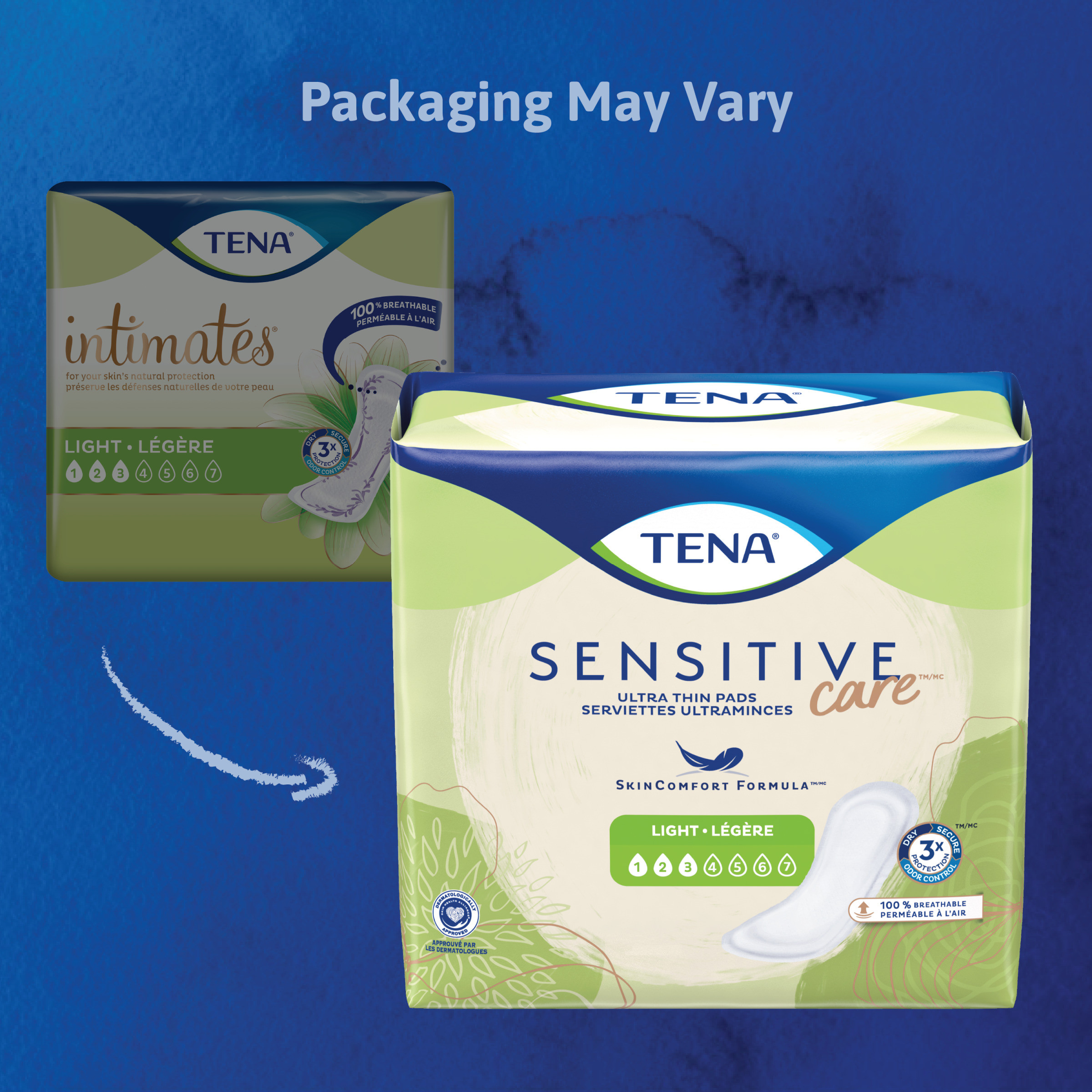 TENA Sensitive Care Ultra Thin Incontinence Control Pads for Women, Light Absorbency