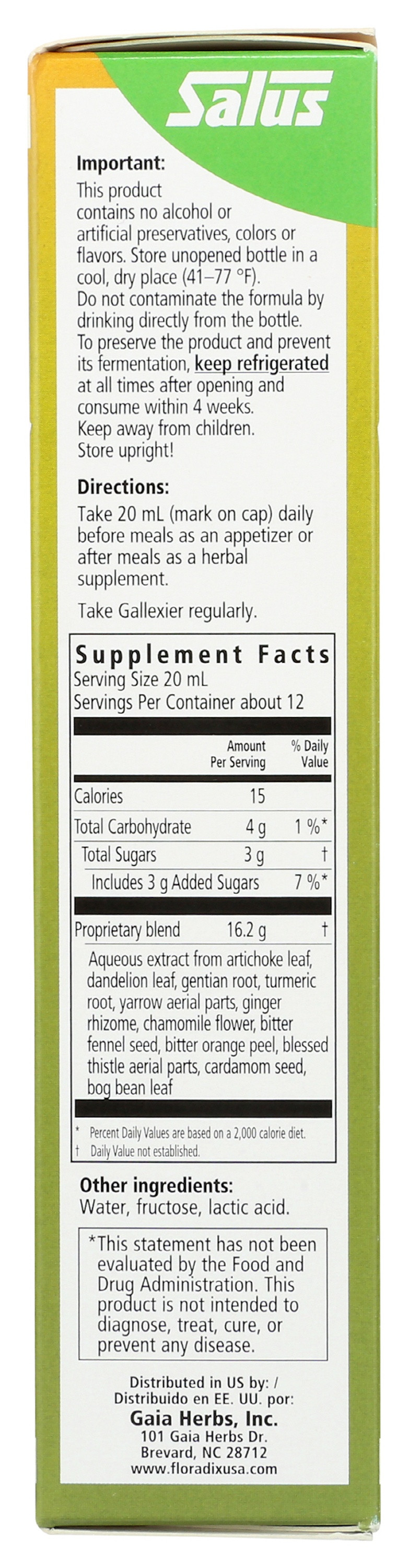 Floradix Gallexier Herbal Bitters