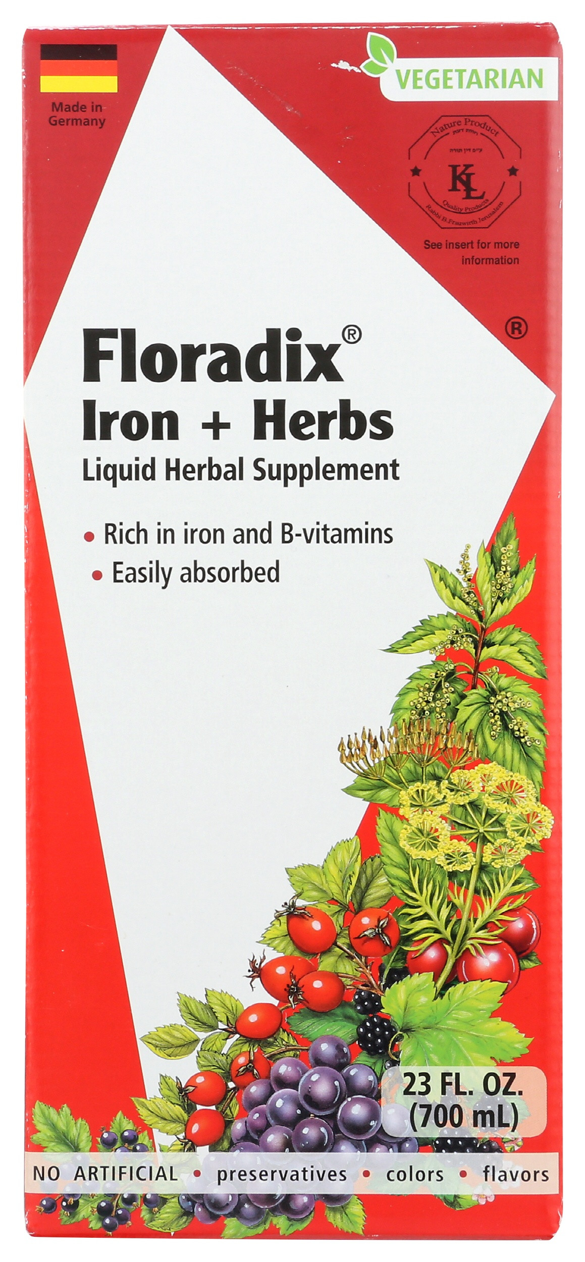 Floradix Iron + Herbs Liquid Supplement