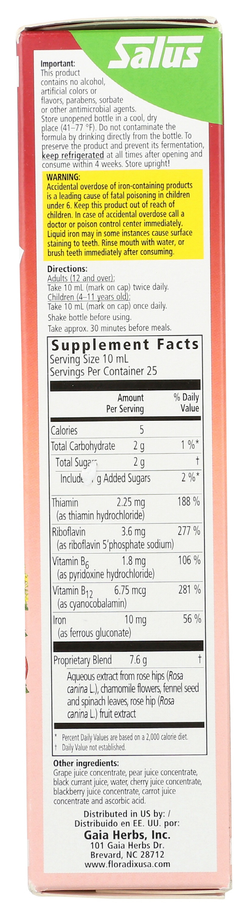 Floravital Iron + Herbs Liquid Supplement