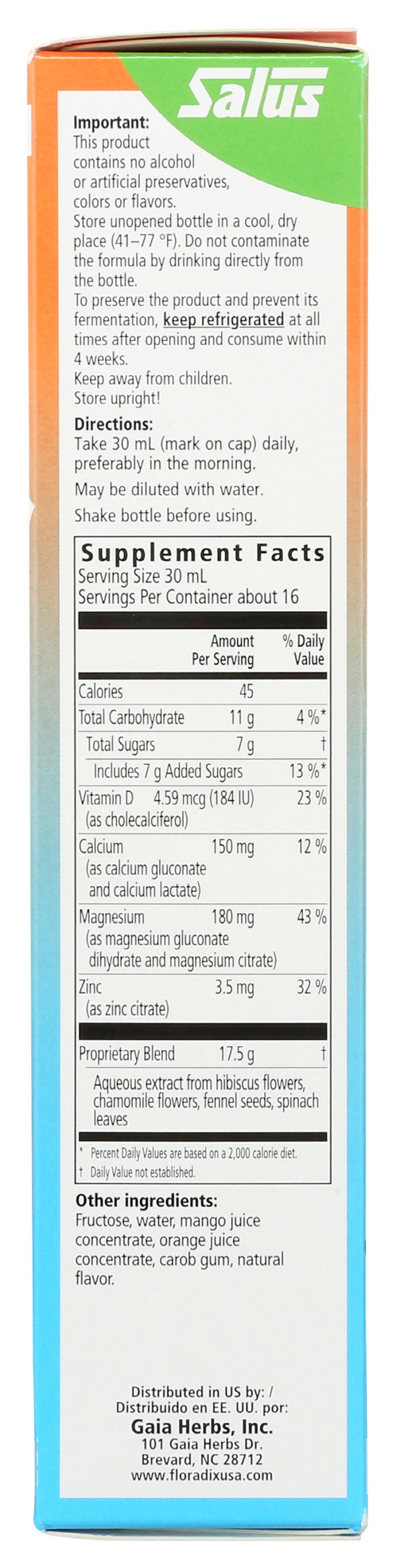 Floradix Calcium Magnesium Liquid Supplement