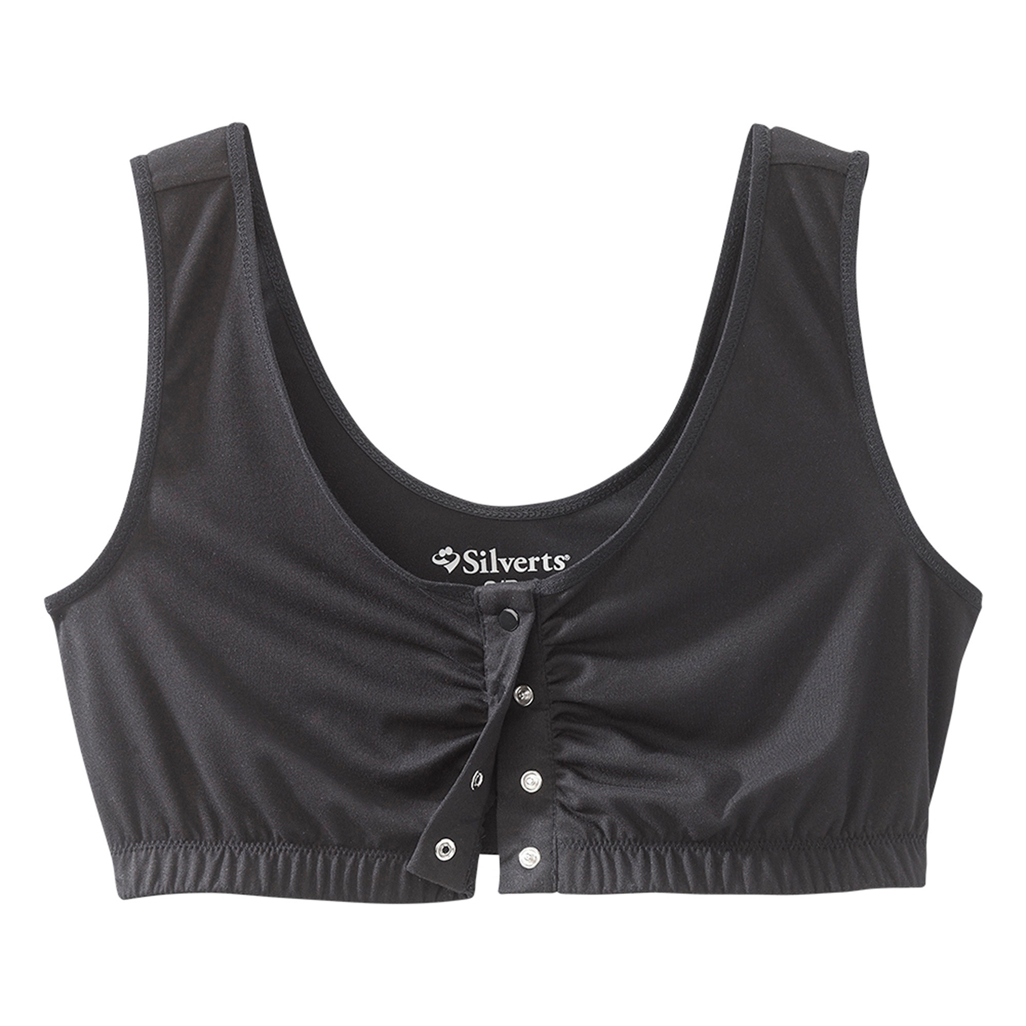 Silverts Women's Adaptive Front Snap Closure Bra, Black
