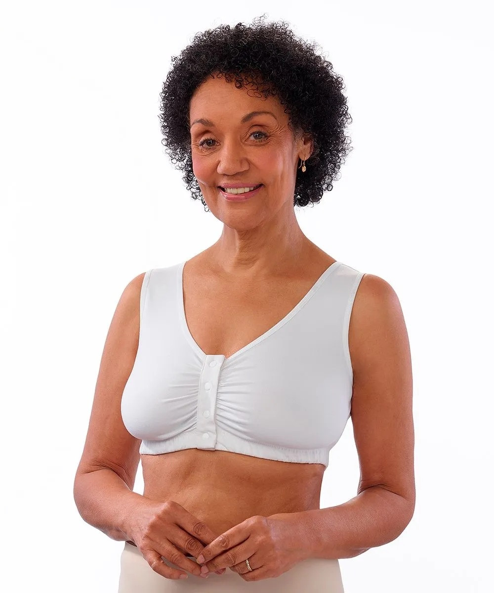 Silverts Women's Adaptive Front Snap Closure Bra, White