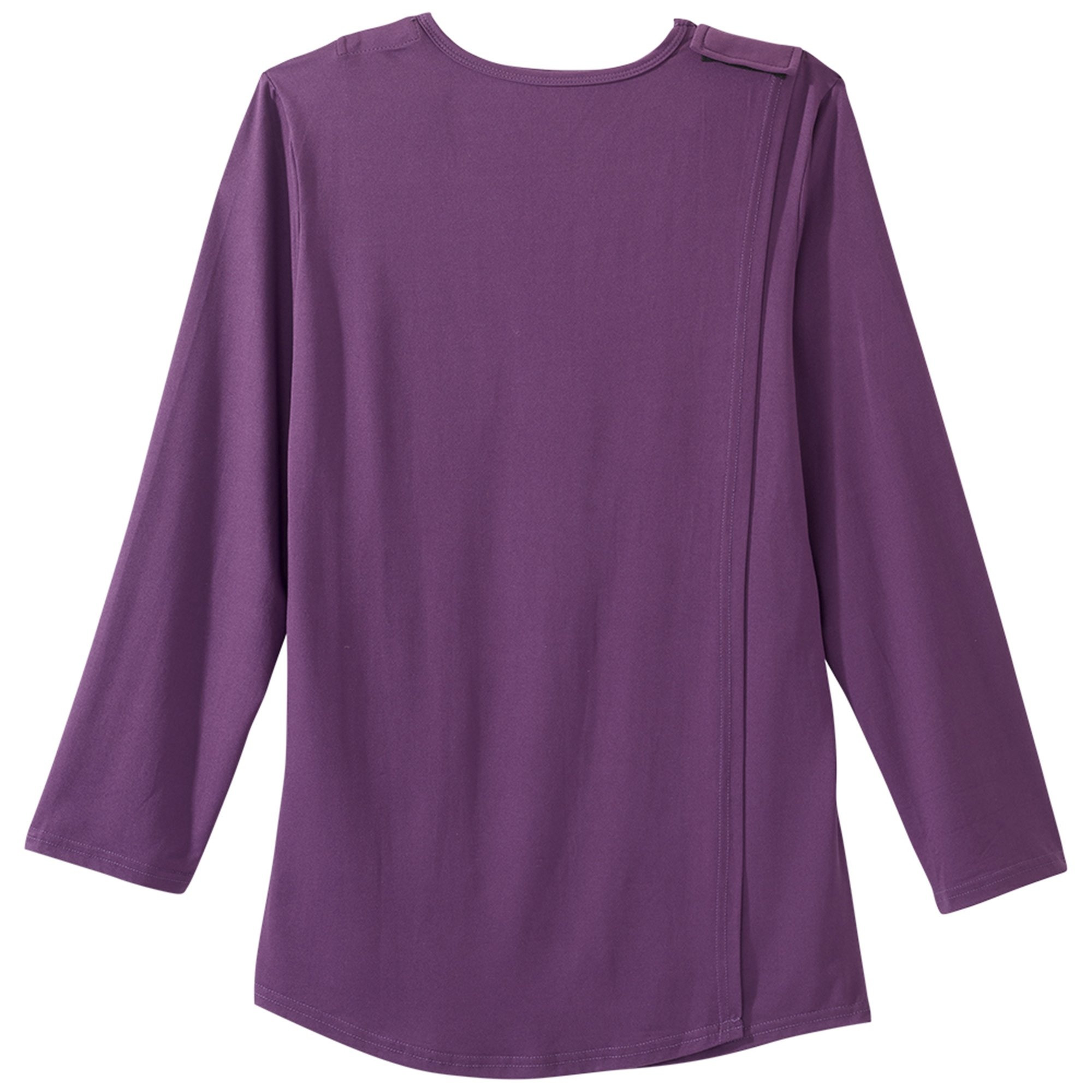 Silverts Women's Open Back Embellished Long Sleeve Top, Eggplant