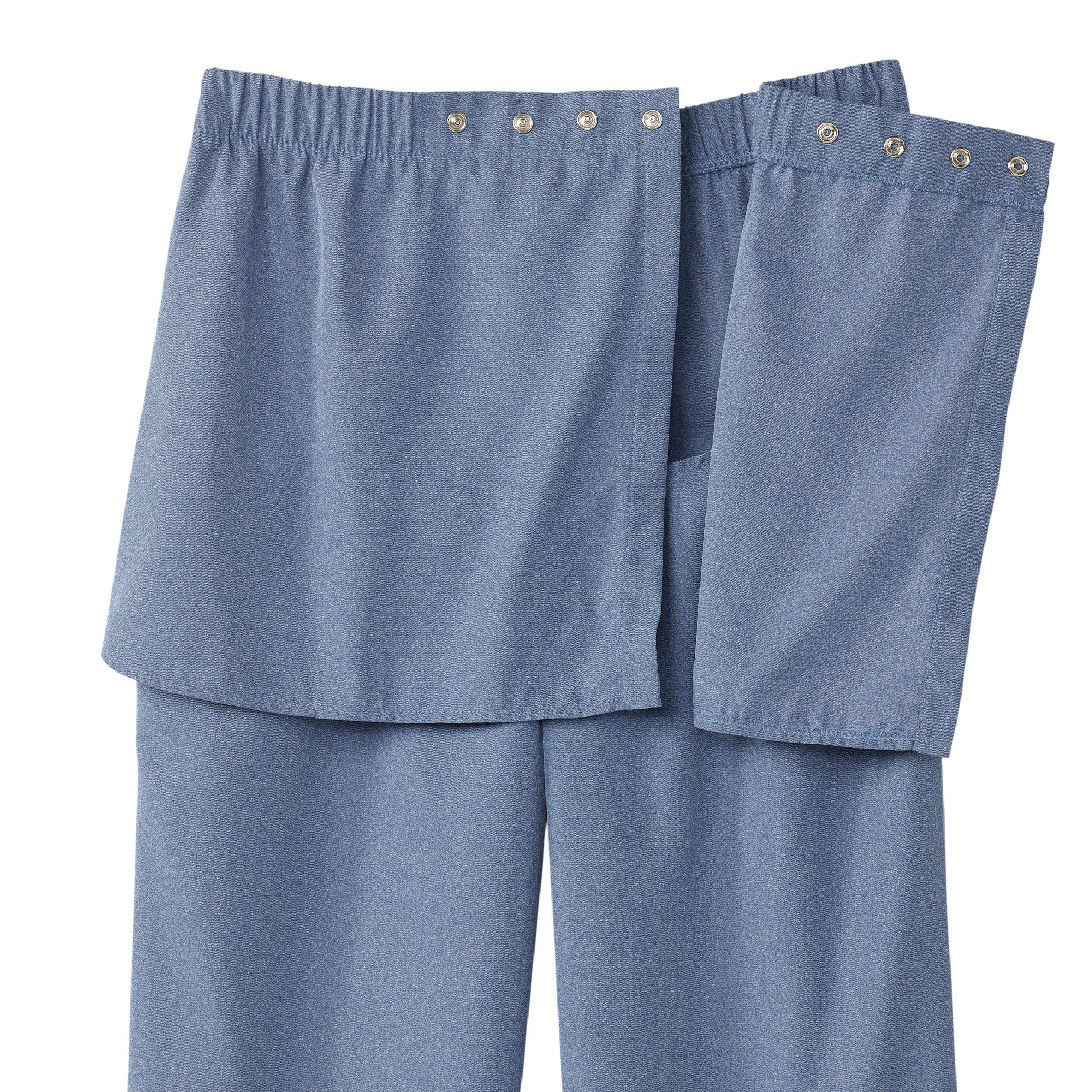 Silverts Women's Open Back Gabardine Pant, Heather Chambray Blue