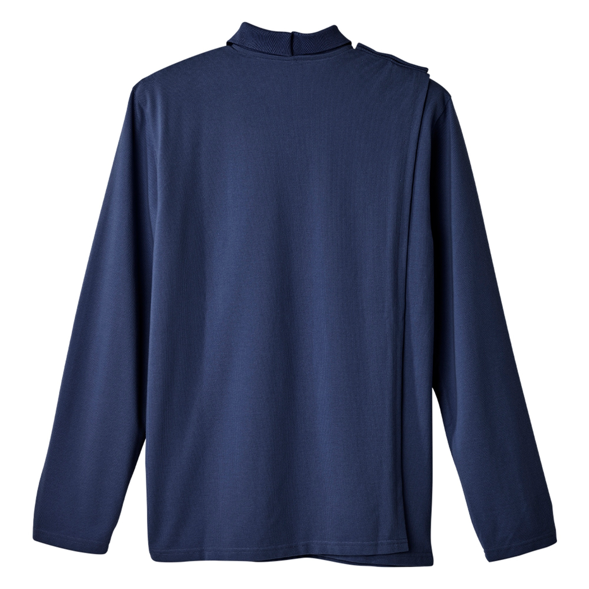 Silverts Men's Open Back Polo Shirt with Long Sleeves, Dark Navy