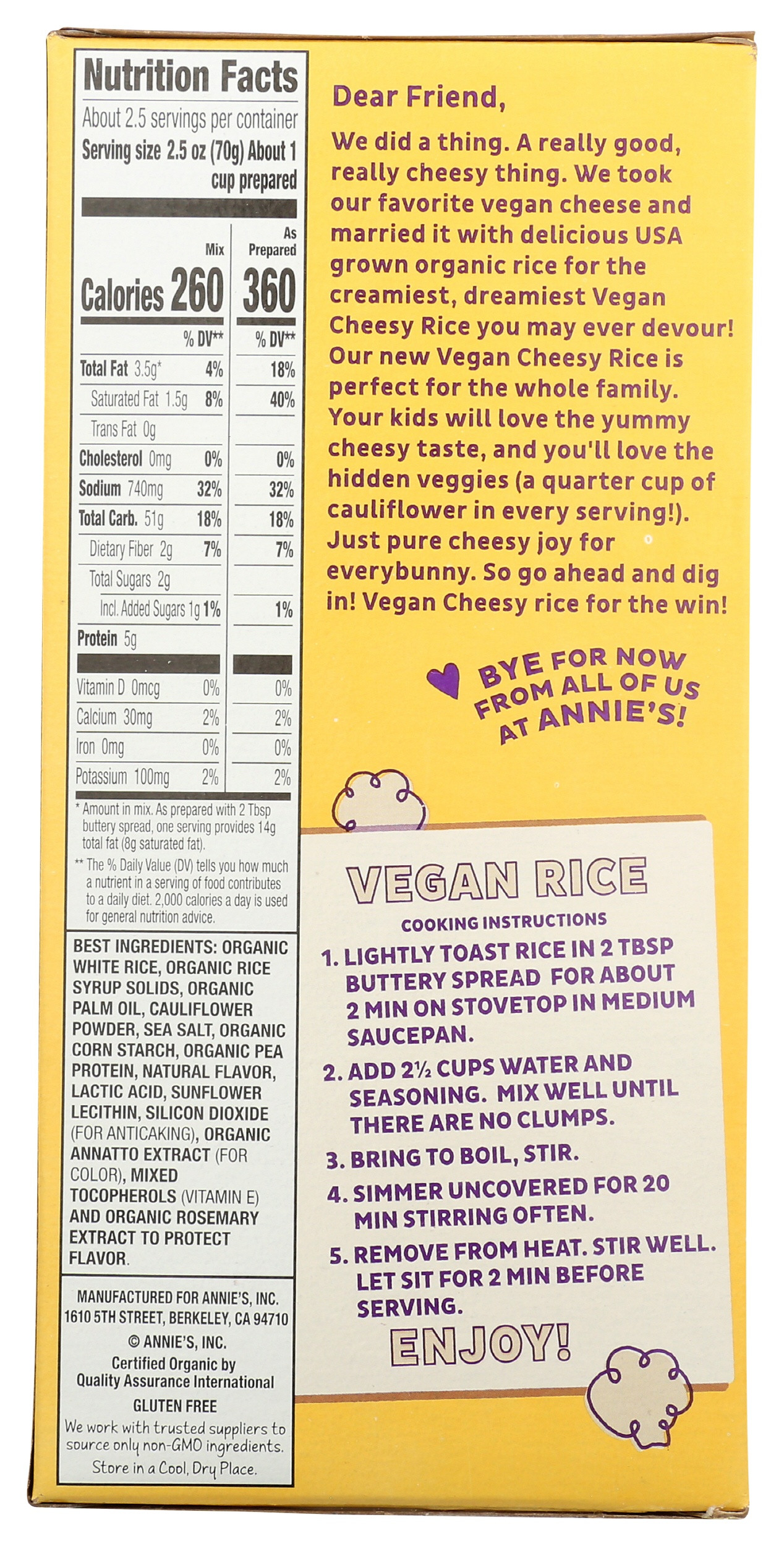 Annie's Homegrown Aged Cheddar Cheesy Rice