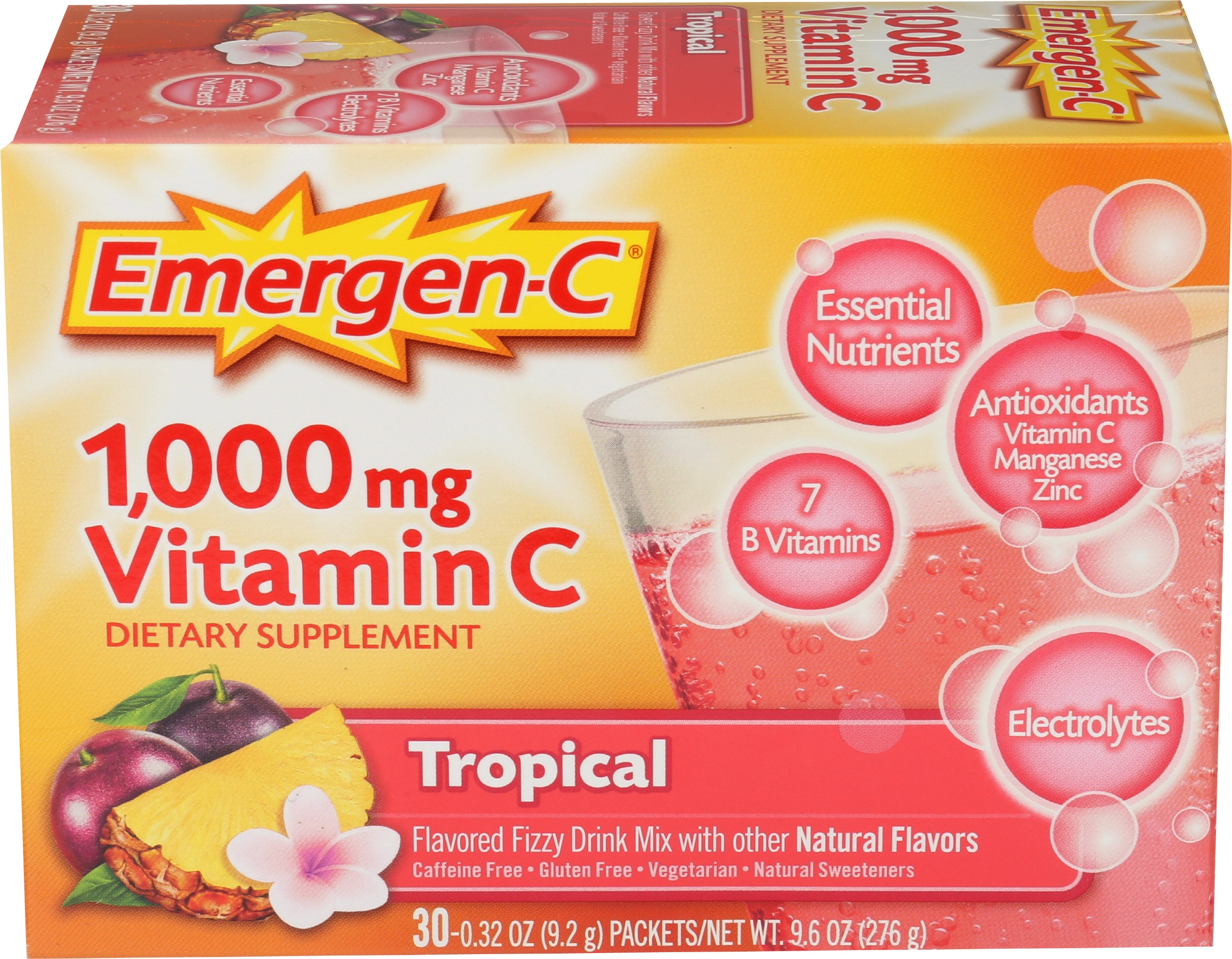 Emergen-C Daily Immune Support Vitamin C Supplement Powder, Tropical