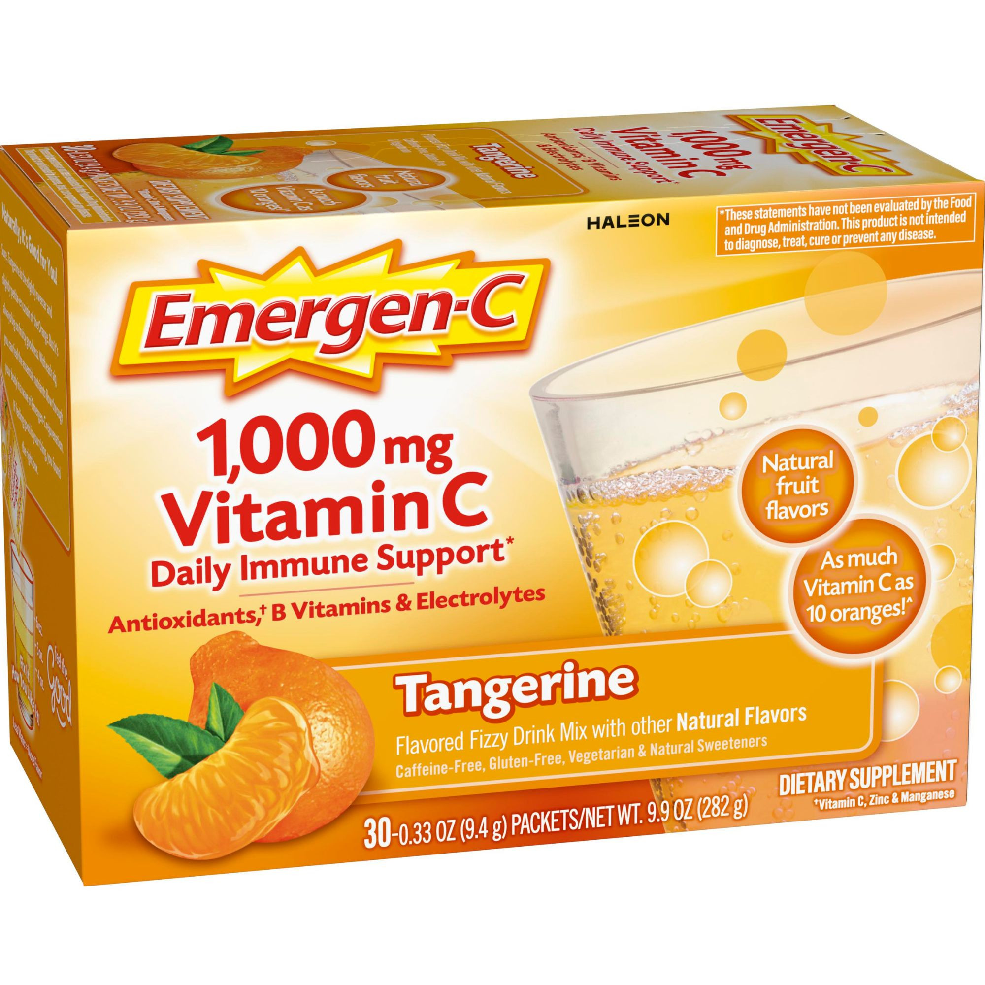 Emergen-C Vitamin C Daily Immune Support Fizzy Drink Mix Supplement, Tangerine
