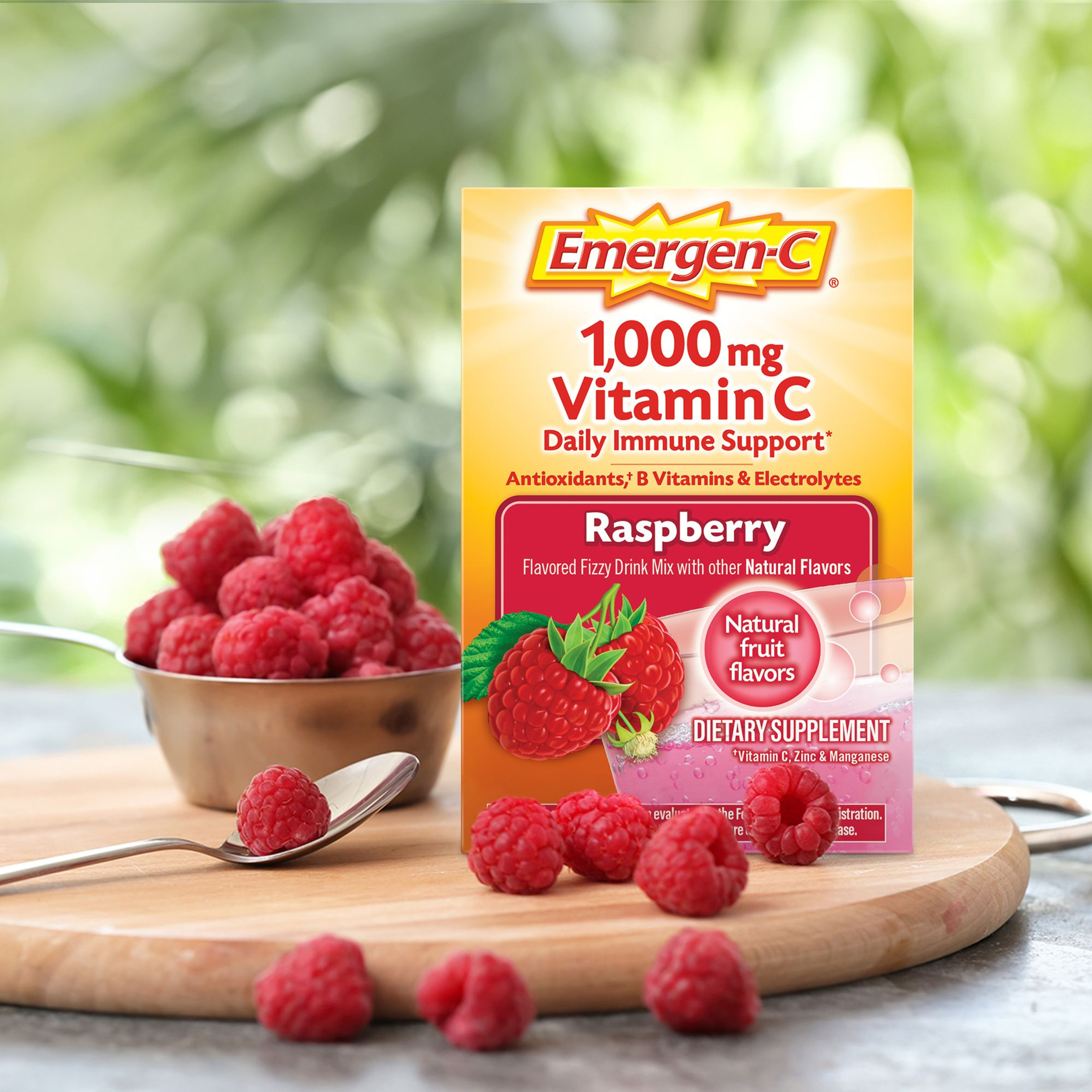 Emergen-C Vitamin C Daily Immune Support Fizzy Drink Mix Supplement, Raspberry