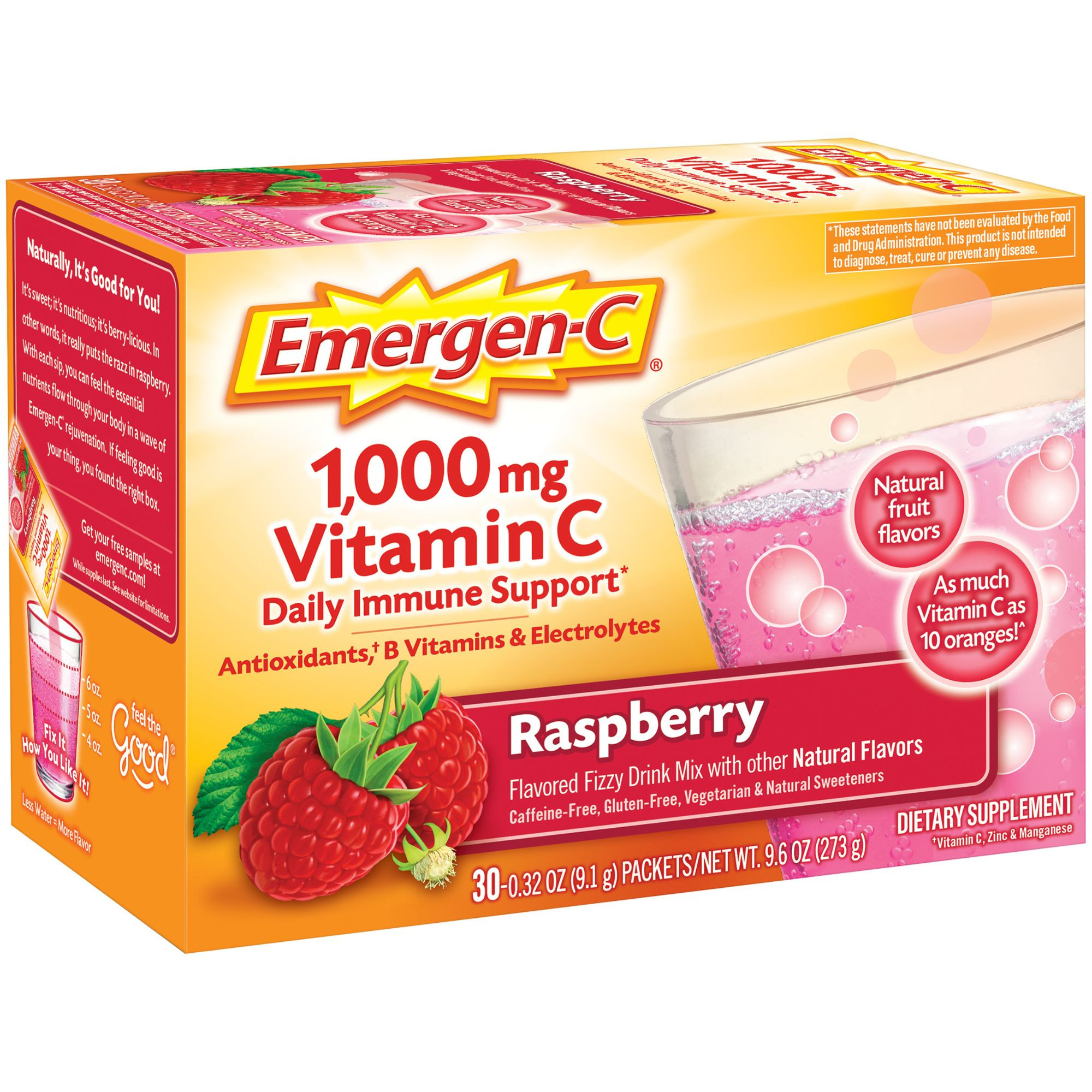 Emergen-C Daily Immune Support Vitamin C Supplement Powder, Raspberry