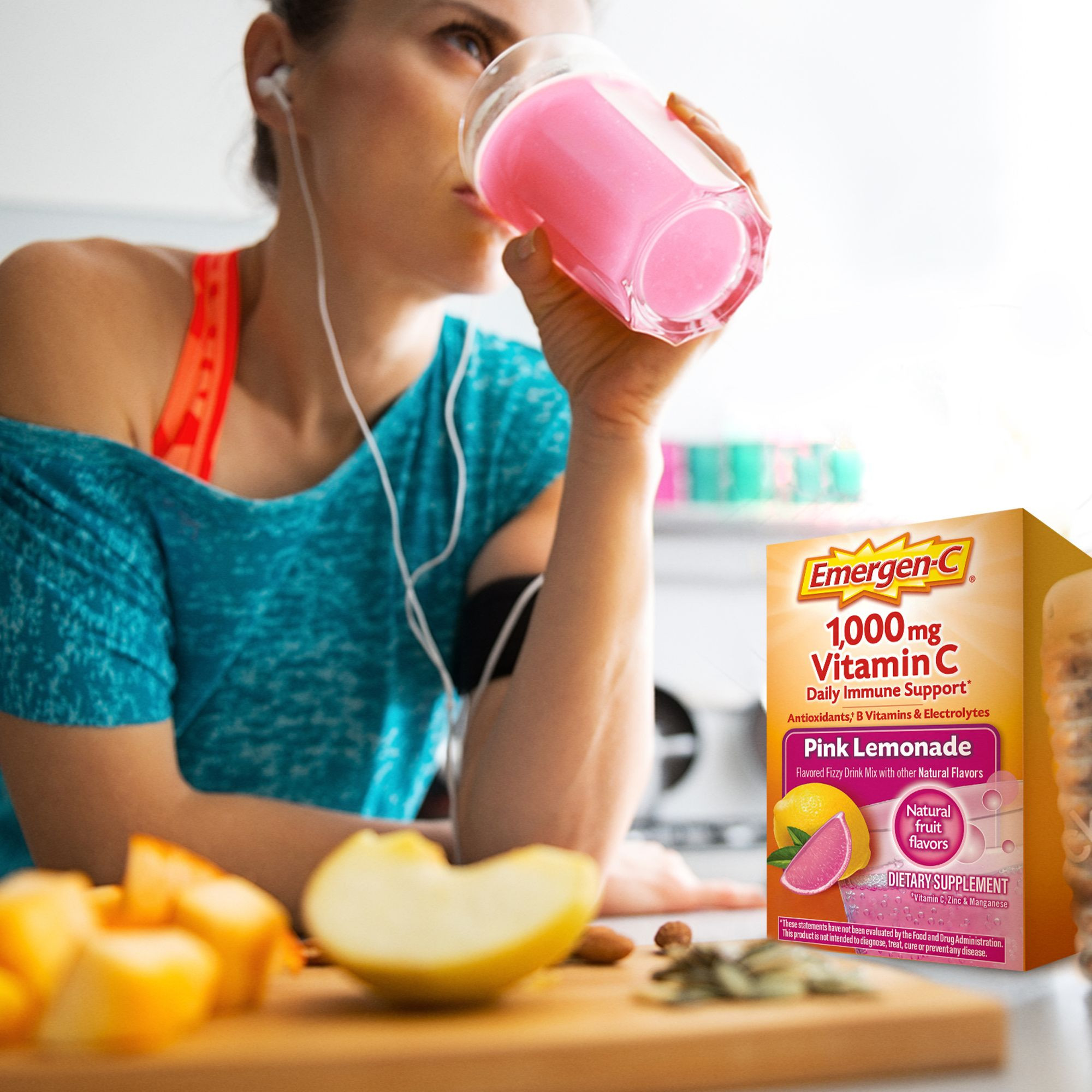 Emergen-C Daily Immune Support Vitamin C Supplement Powder, Pink Lemonade