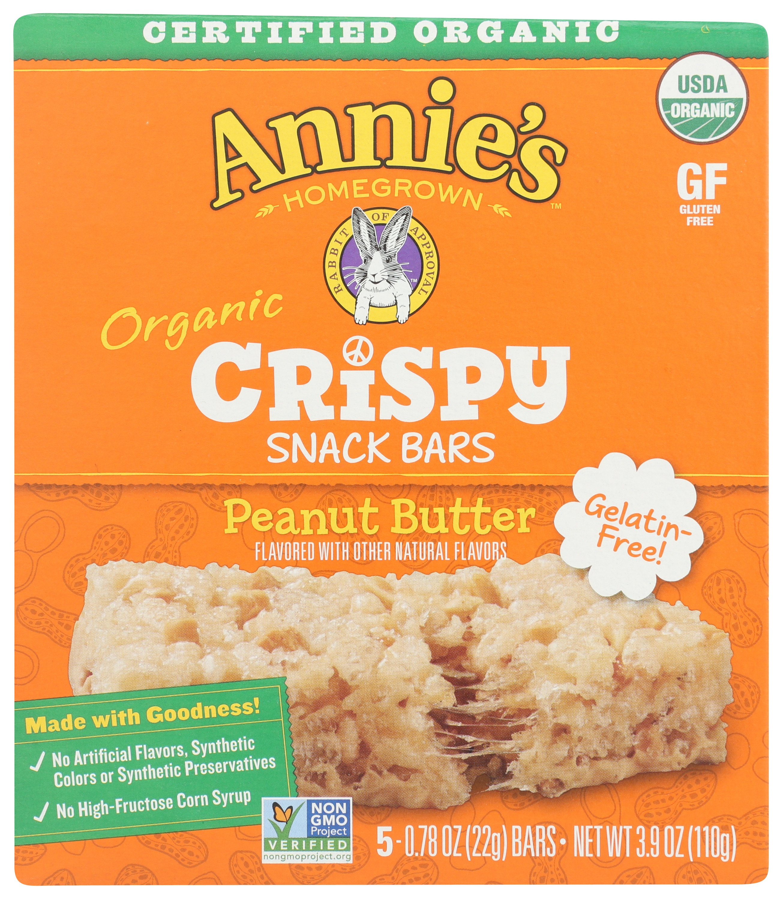 Annie's Organic Crispy Snack Bars, Peanut Butter