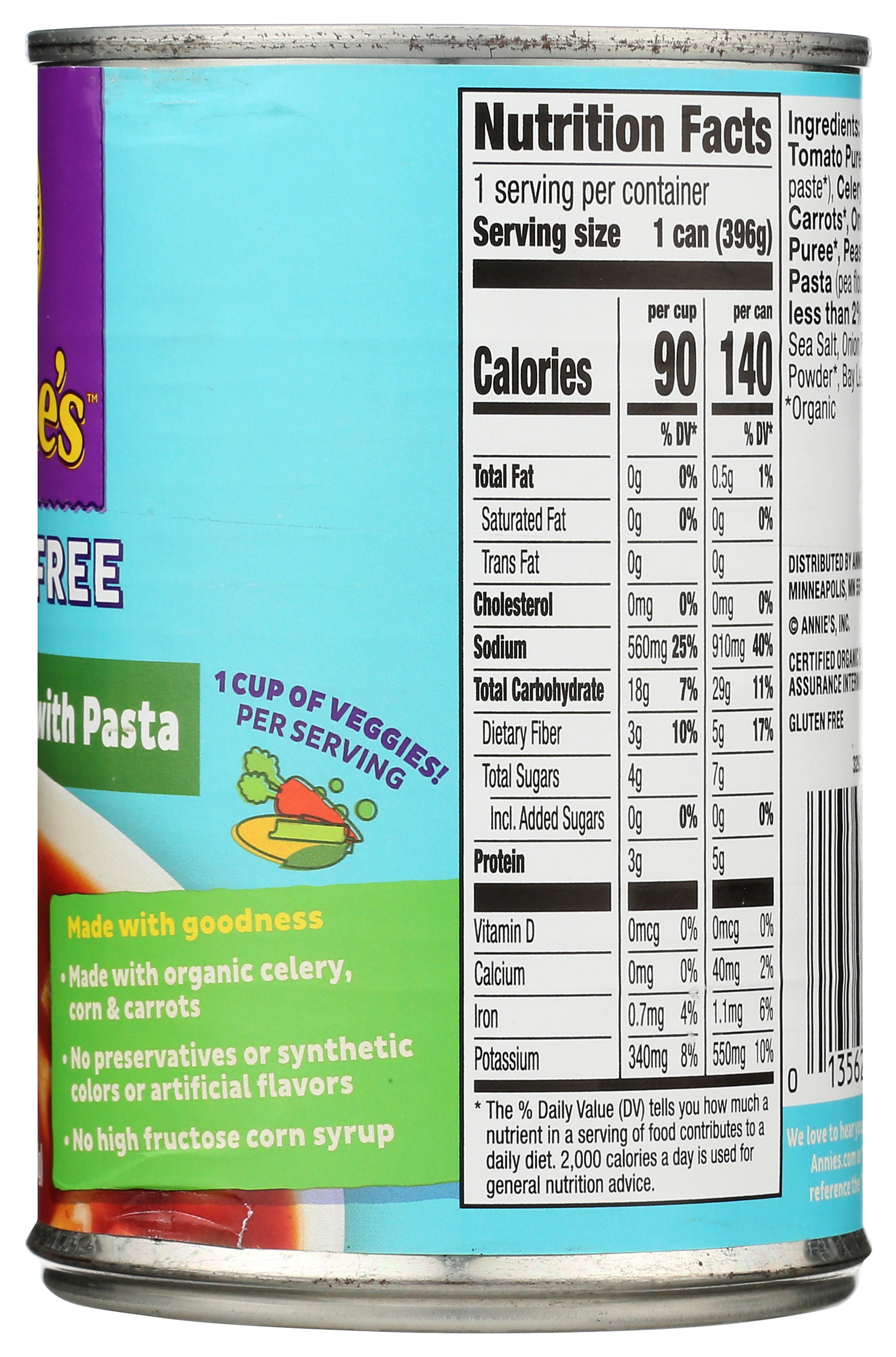 Annie's Homegrown Gluten Free Vegetable Soup with Pasta