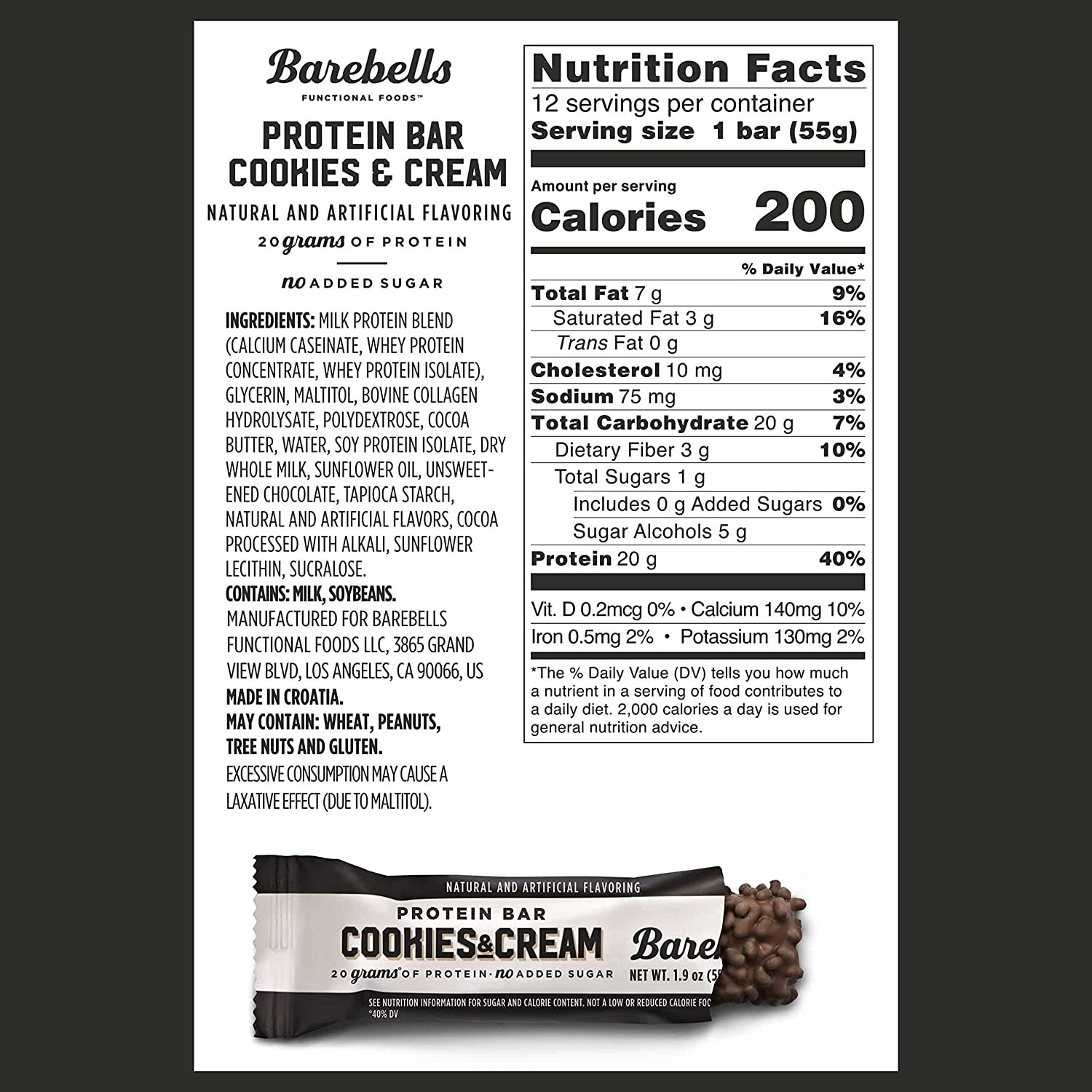 Barebells Cookies & Cream Nutrition Bars