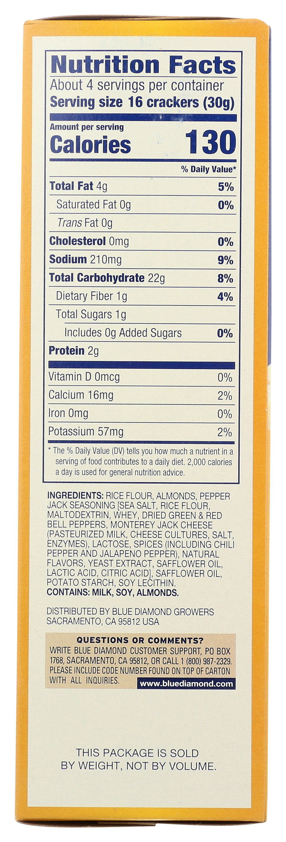 Blue Diamond Almonds Pepper Jack Nut-Thins