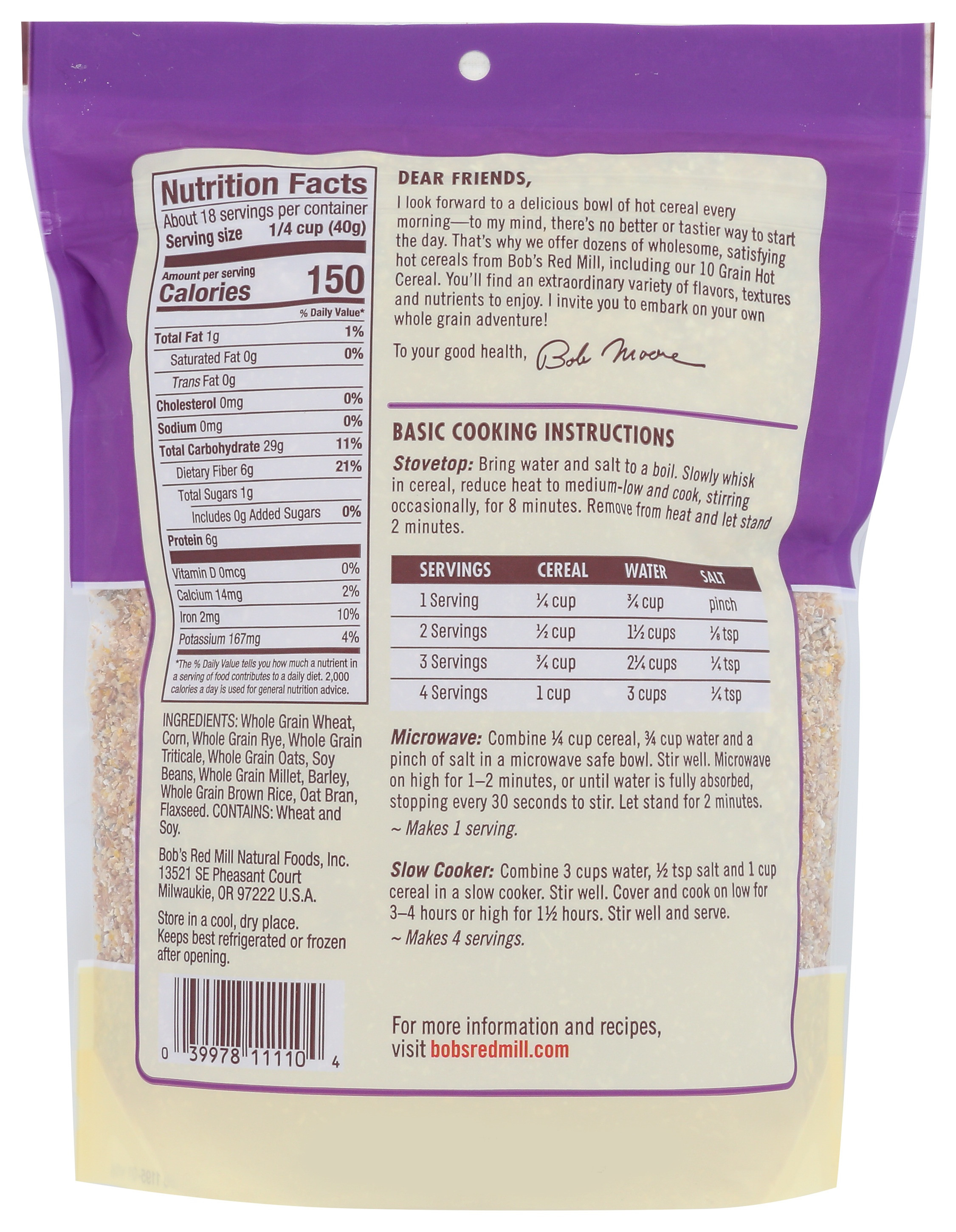 Bob's Red Mill 10 Grain Hot Cereal