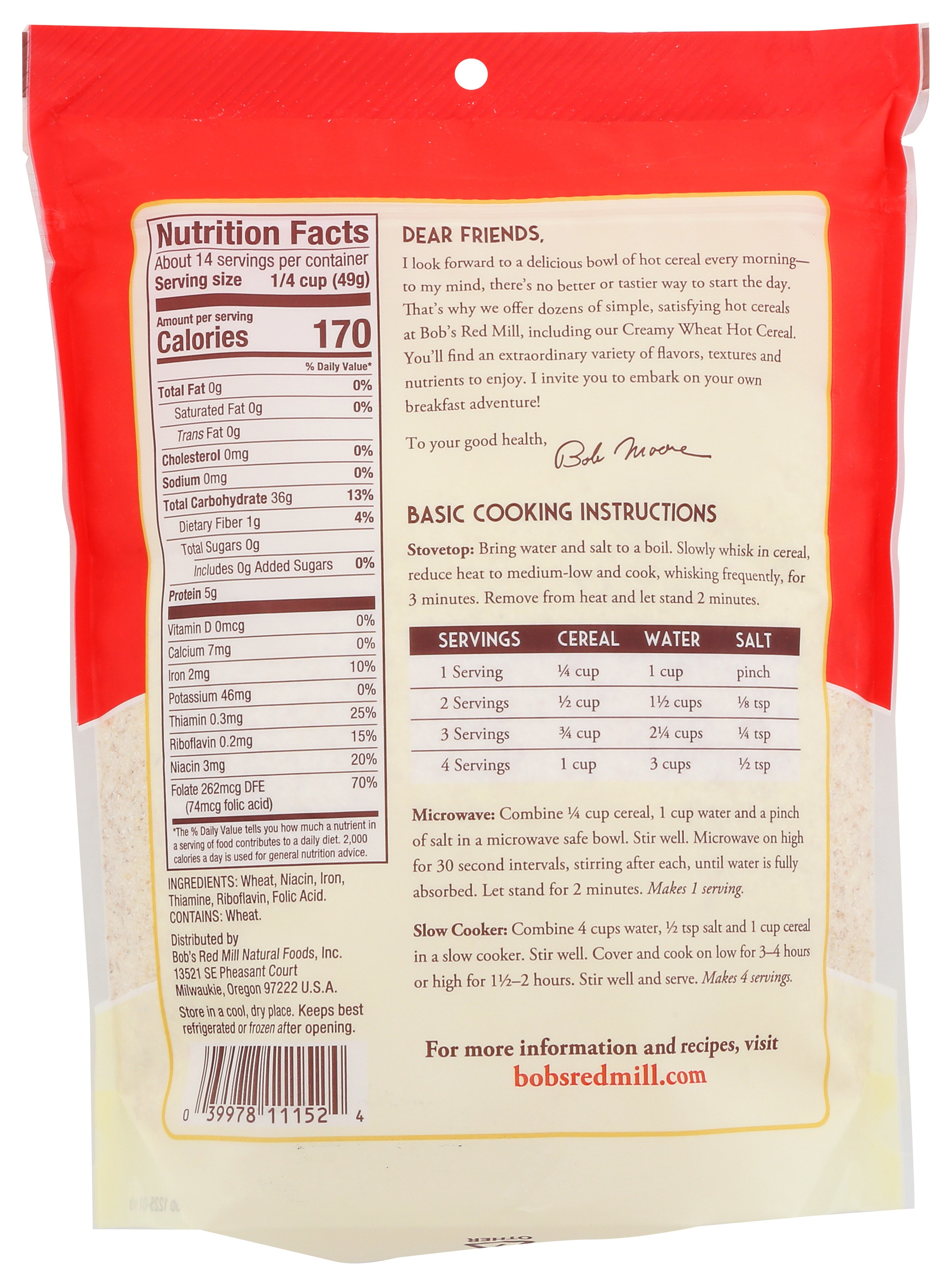 Bob's Red Mill Creamy Wheat Cereal
