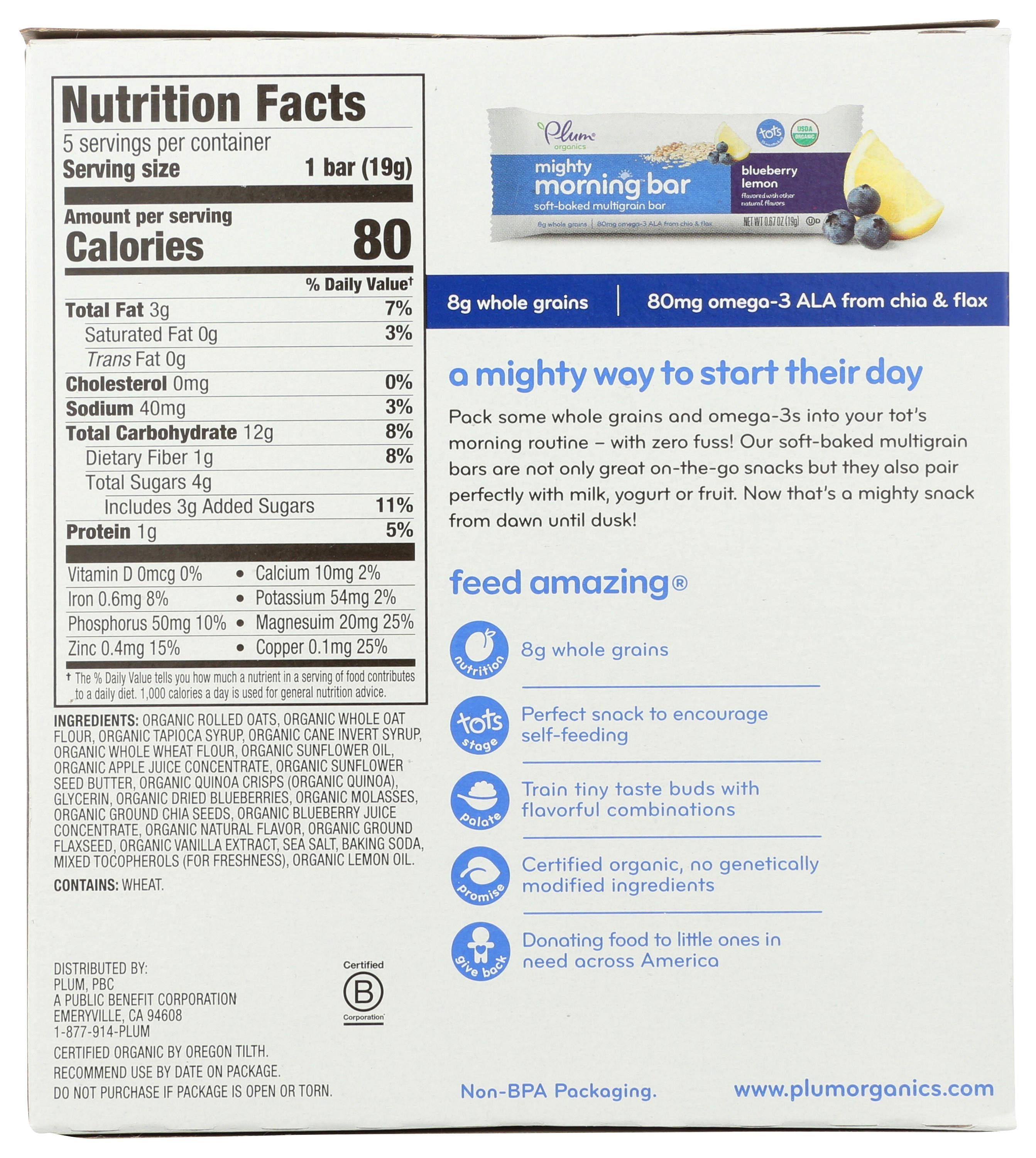 Plum Organics Mighty Morning Tots Bars