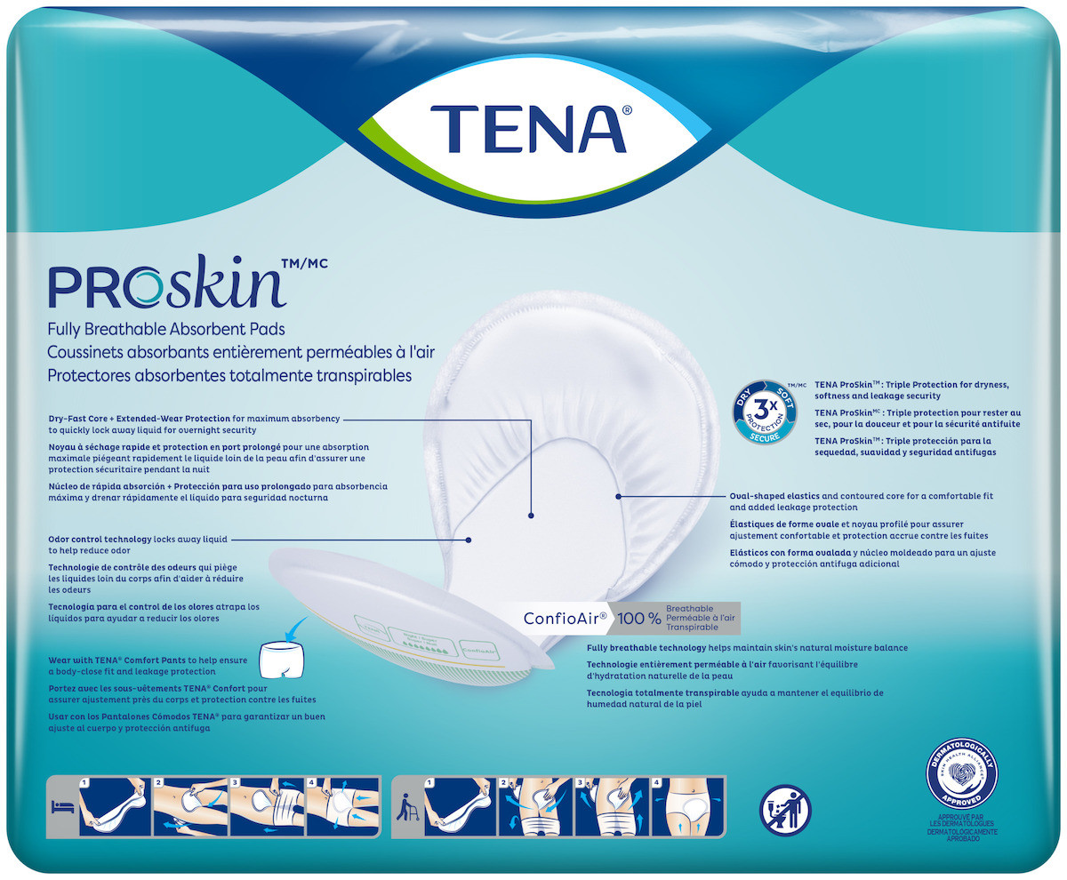 TENA Night Super Heavy Incontinence Pad, Super Absorbency, 62718, PK24, BACK