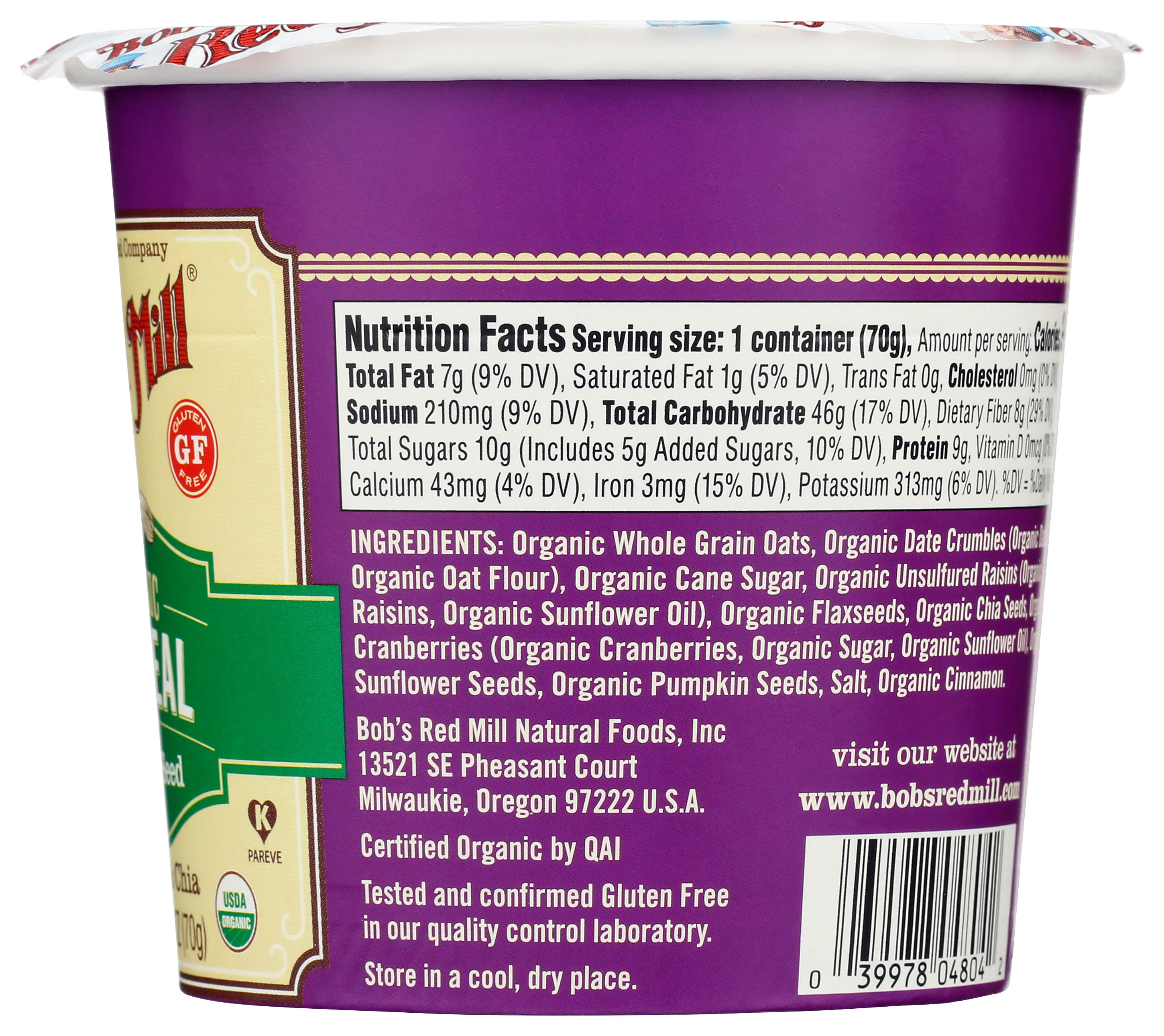 Bob's Red Mill Organic Fruit & Seed Oatmeal Cup