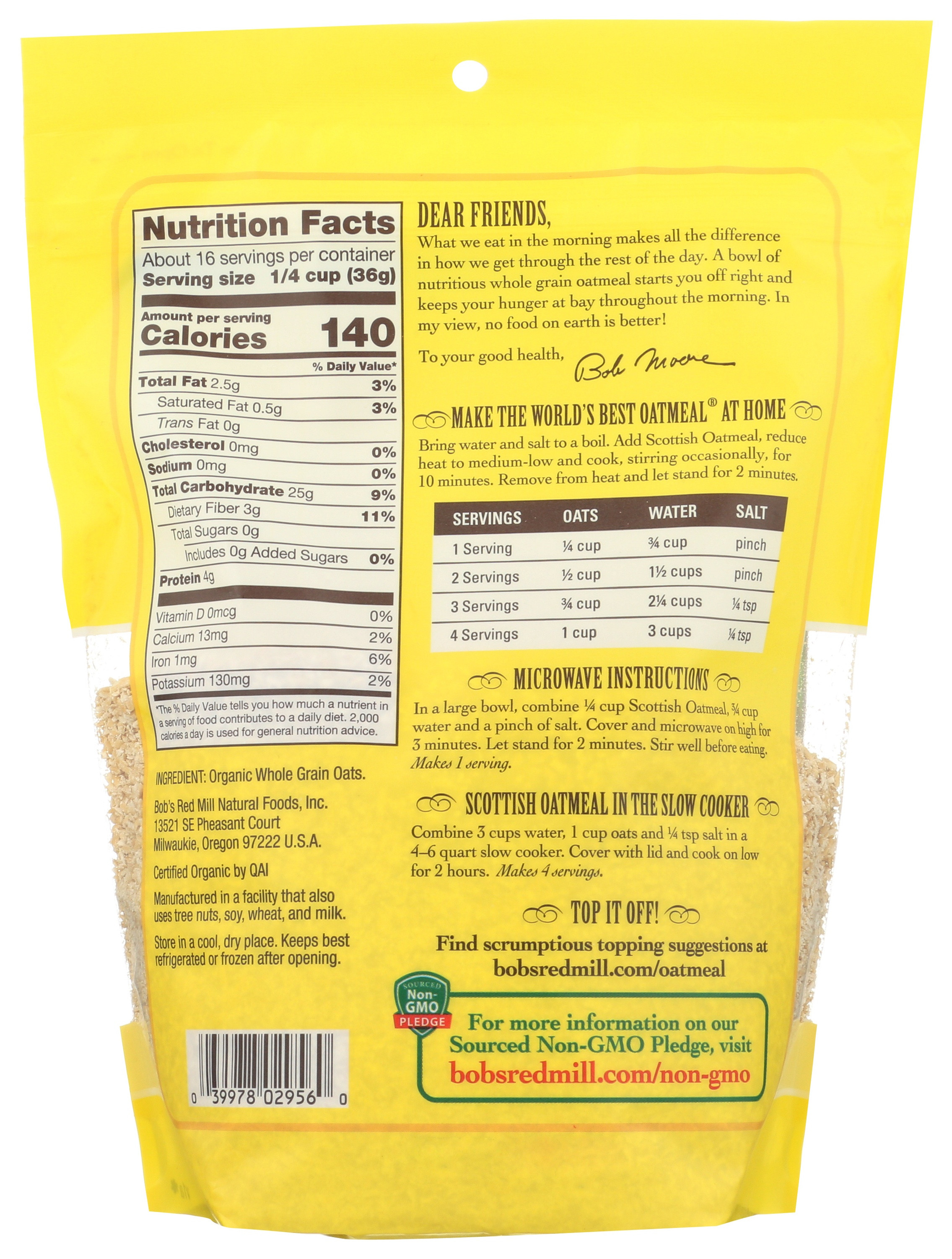 Bob's Red Mill Organic Scottish Oatmeal