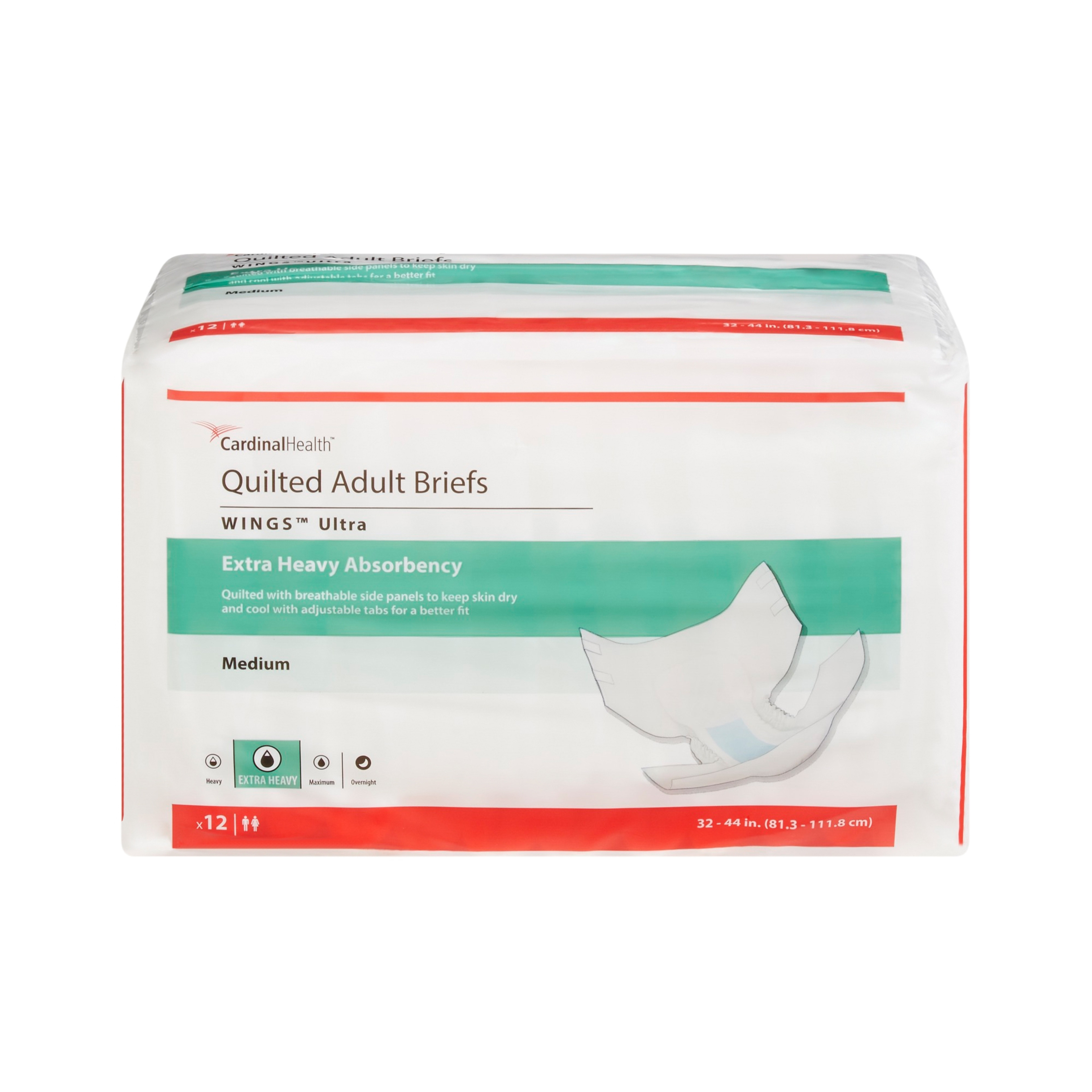 Cardinal Wings Quilted Adult Diapers with Tabs, Ultra