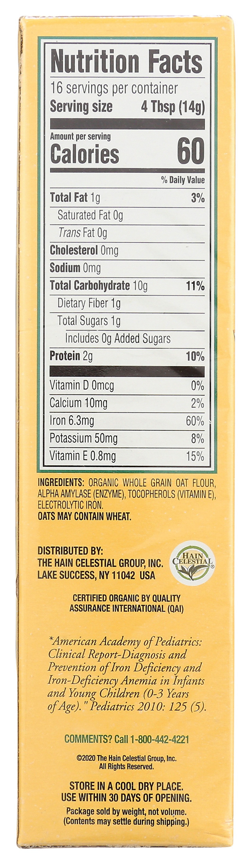 Earth's Best Organic Whole Grain Oatmeal Cereal