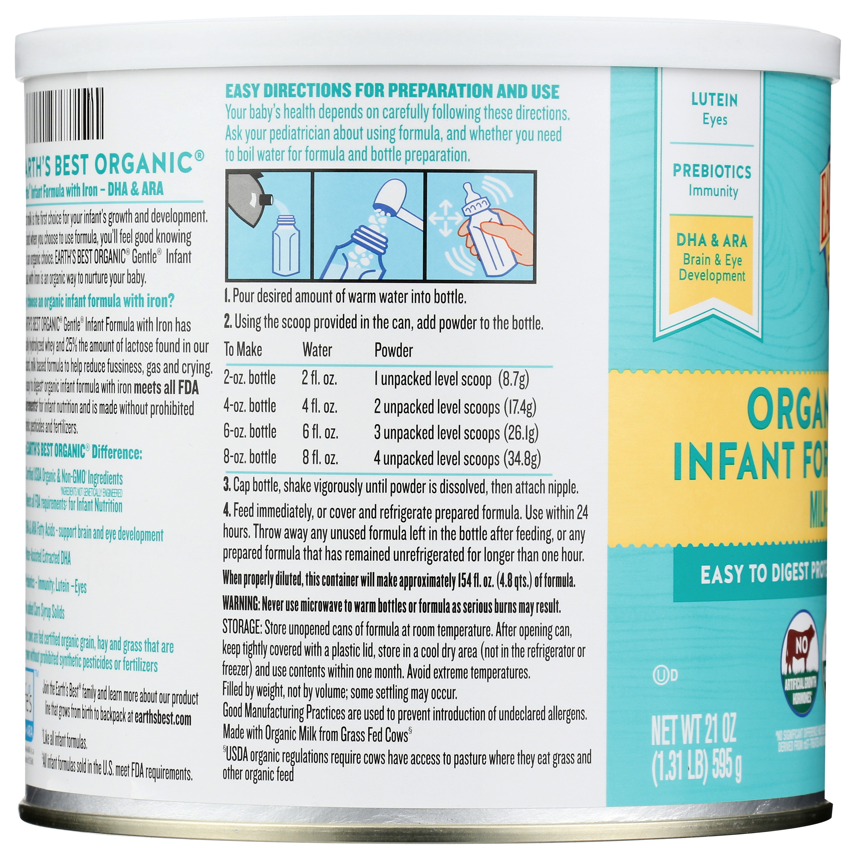 Earth's Best Organic Gentle Infant Formula With Iron