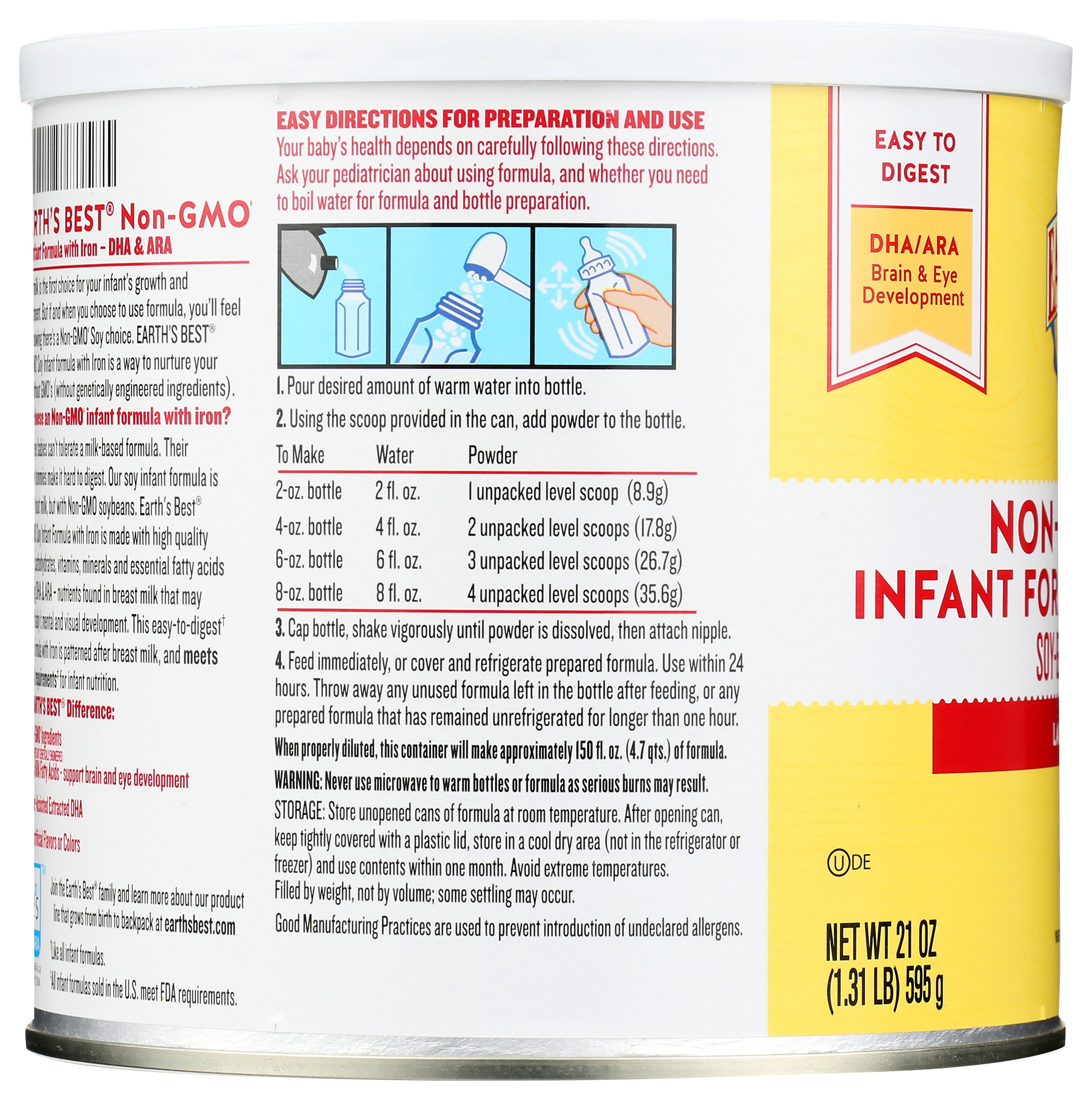Earth's Best Non-GMO Soy Infant Formula With Iron