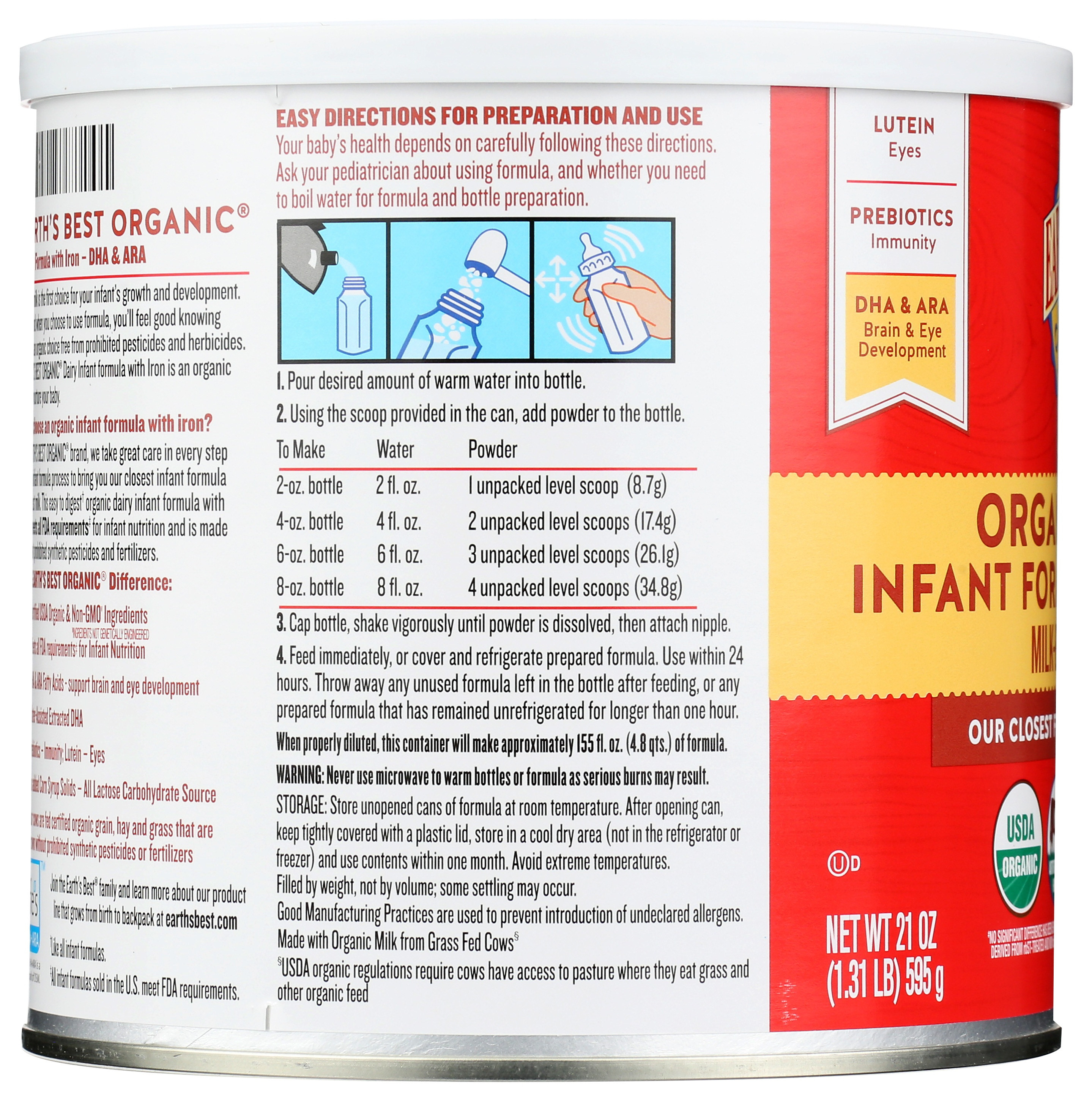 Earth's Best Organic Dairy Infant Formula With Iron