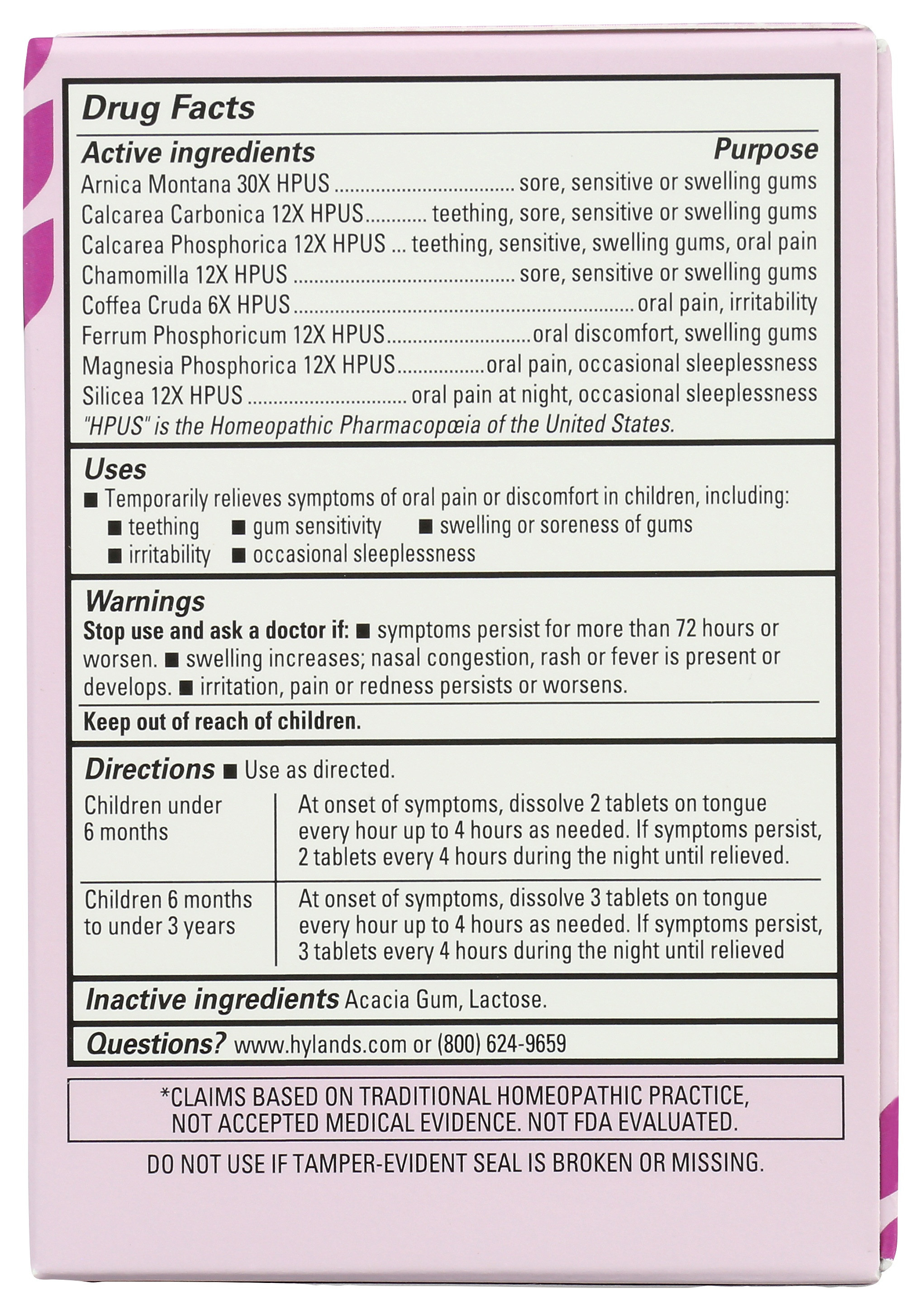 Hylands Baby Nighttime Oral Pain Relief Tablets