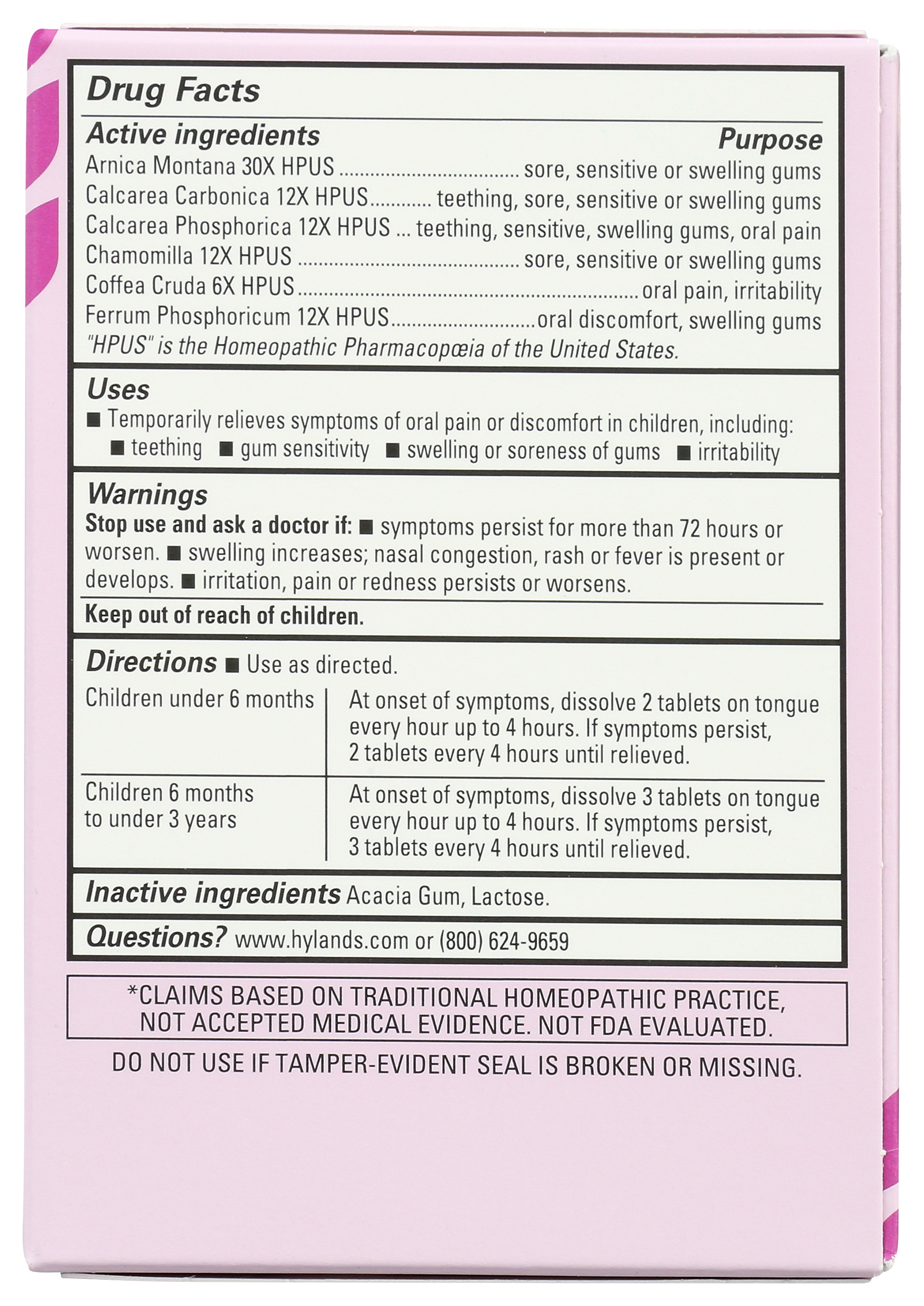 Hylands Baby Daytime Oral Pain Relief Tablets