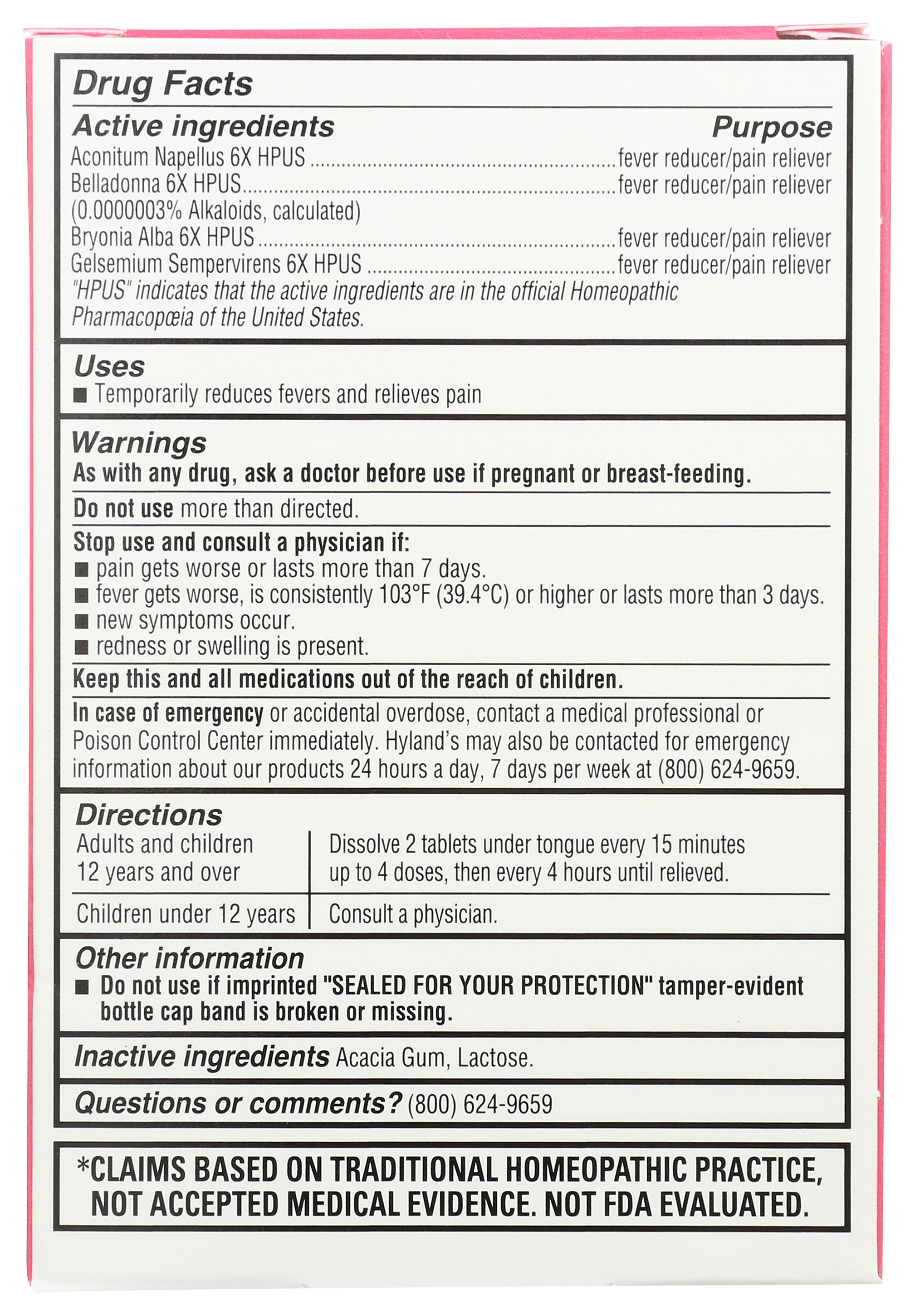 Hyland's Fever Reducer Tablets