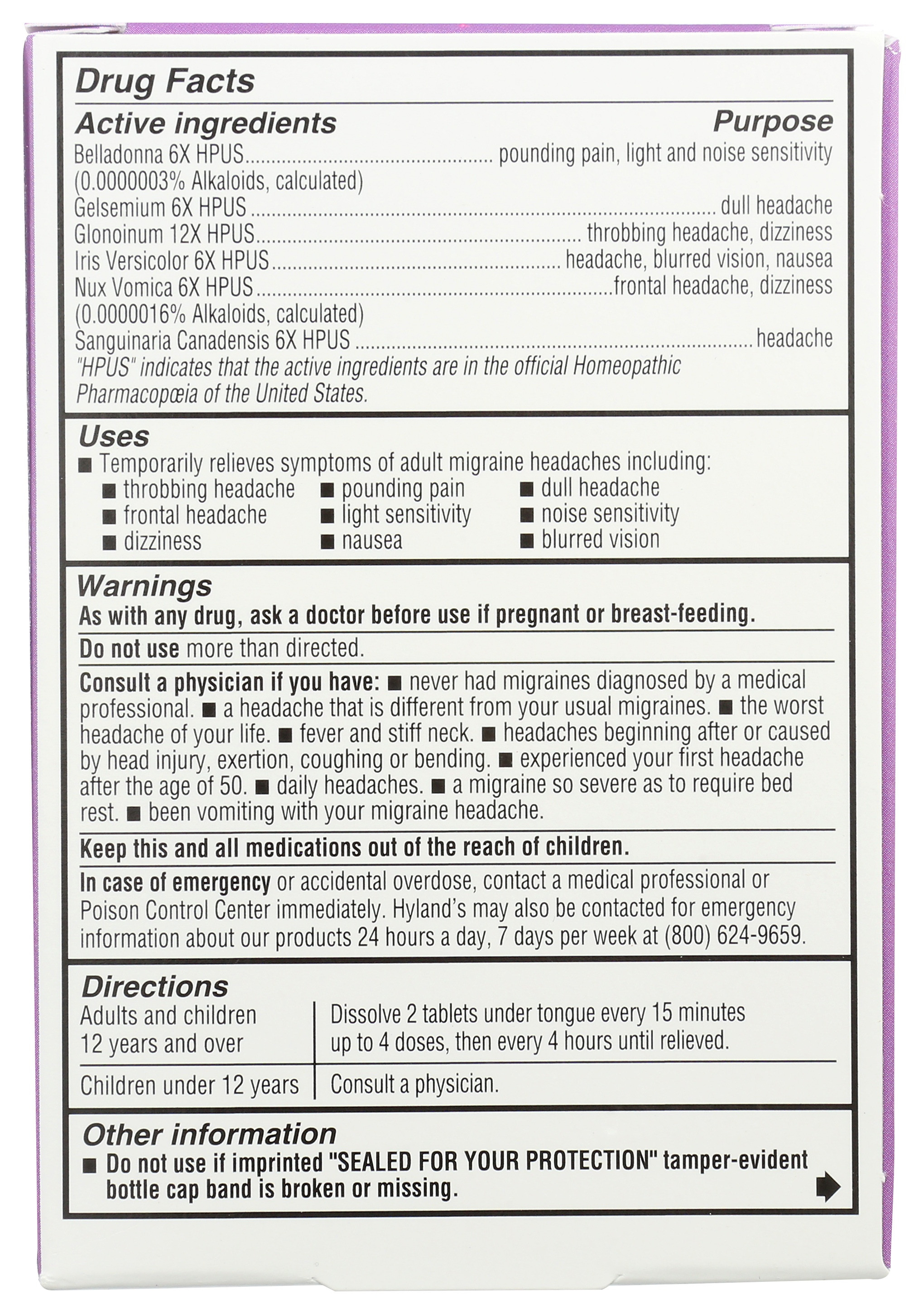 Hyland's Migraine Relief Tablets