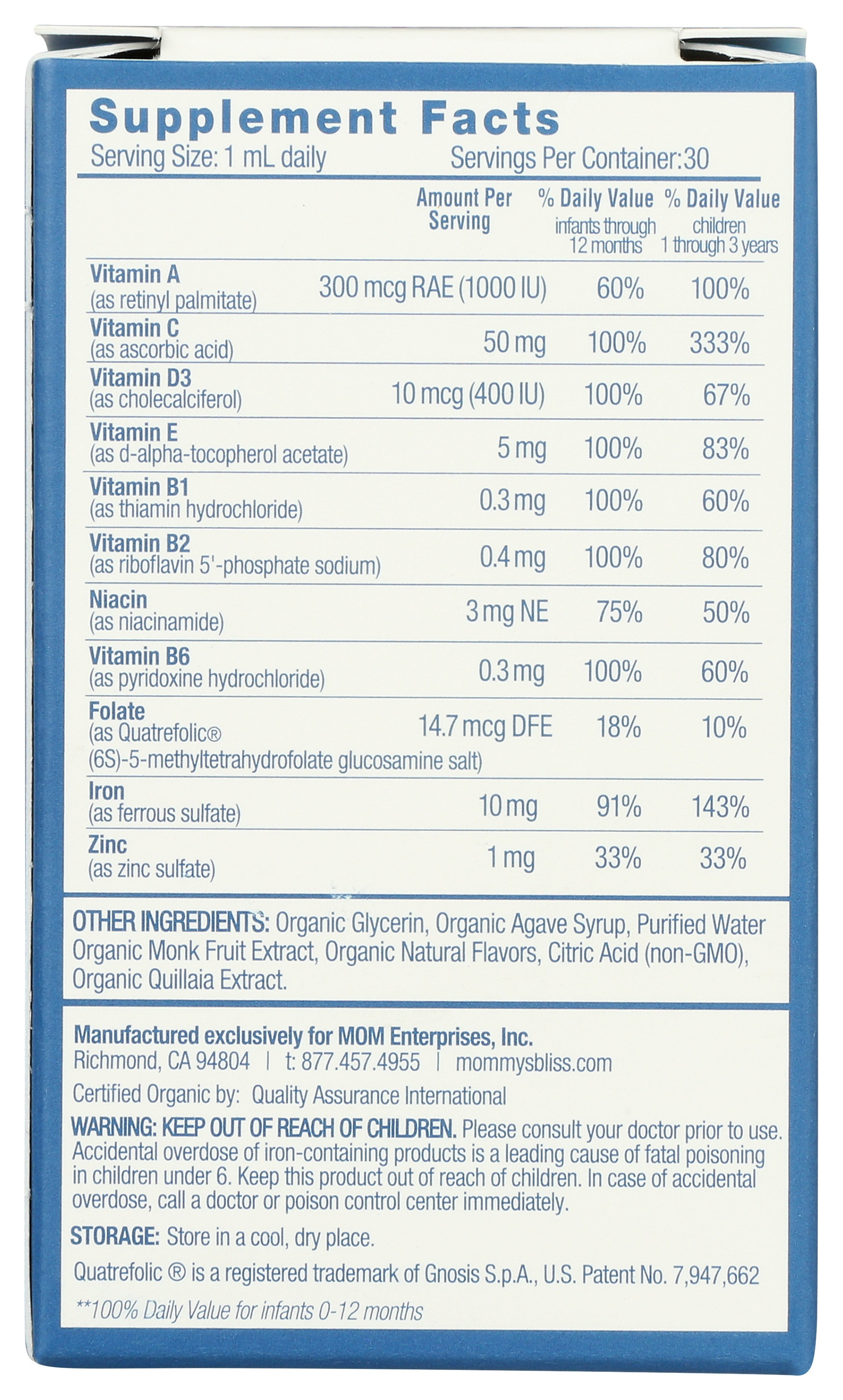 Mommy's Bliss Baby Multivitamin + Iron Supplement