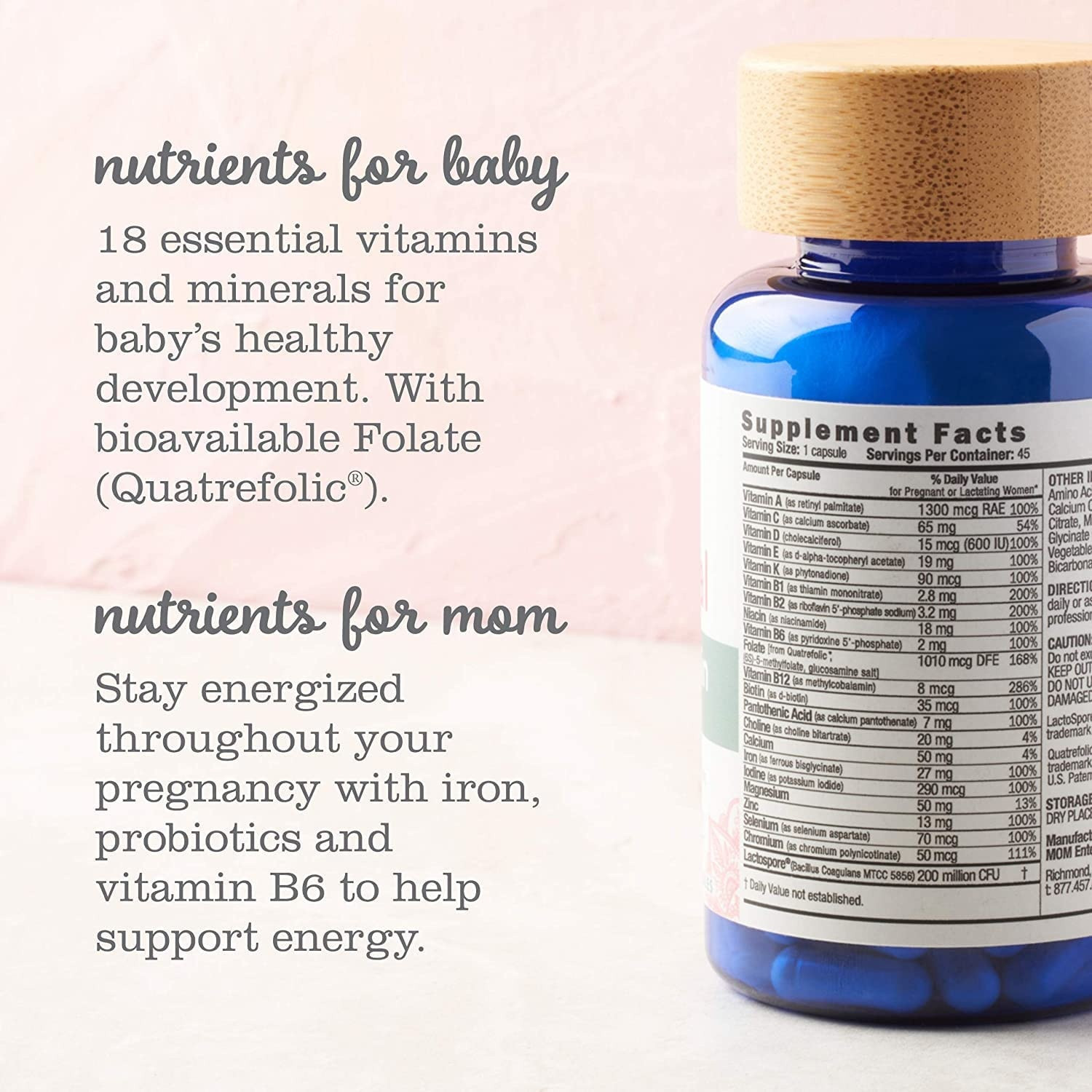 Mommy's Bliss, Prenatal Multivitamin + Iron Supplement