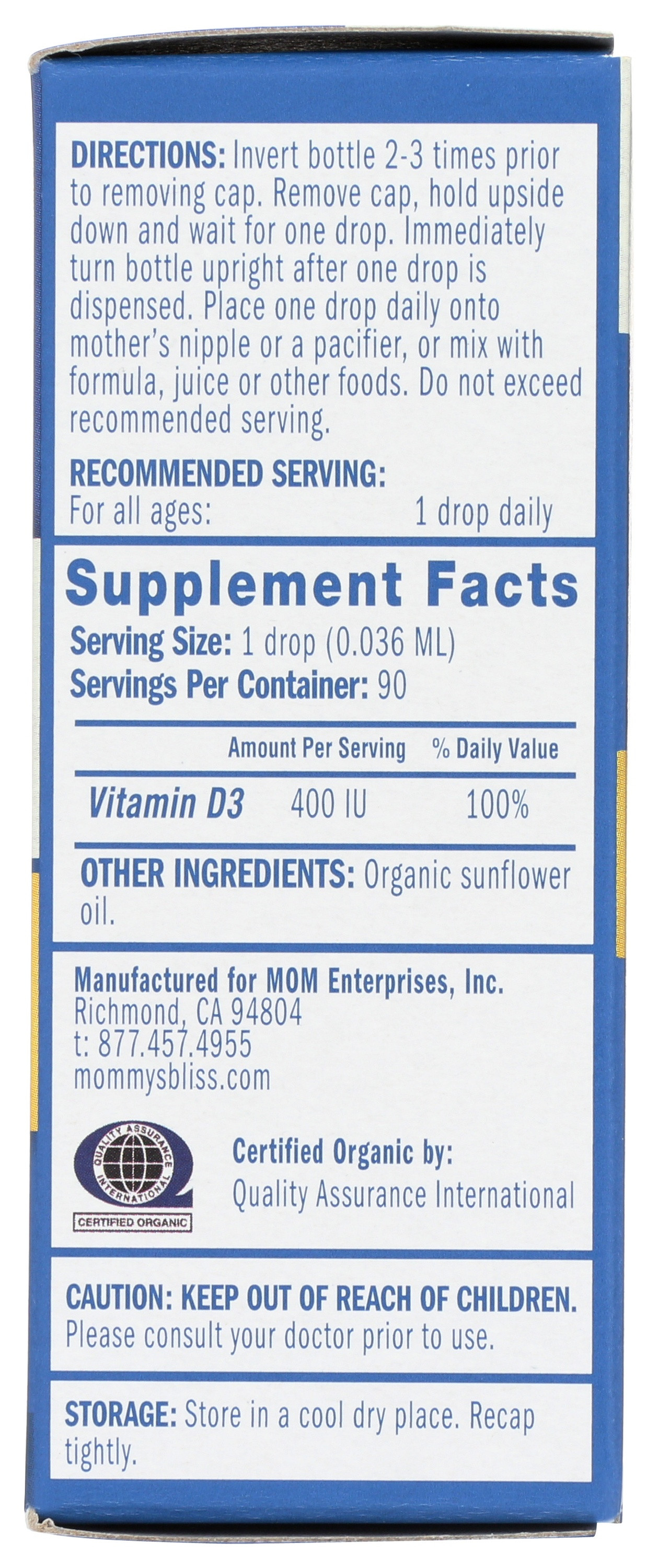 Mommy's Bliss Organic Vitamin D Drops