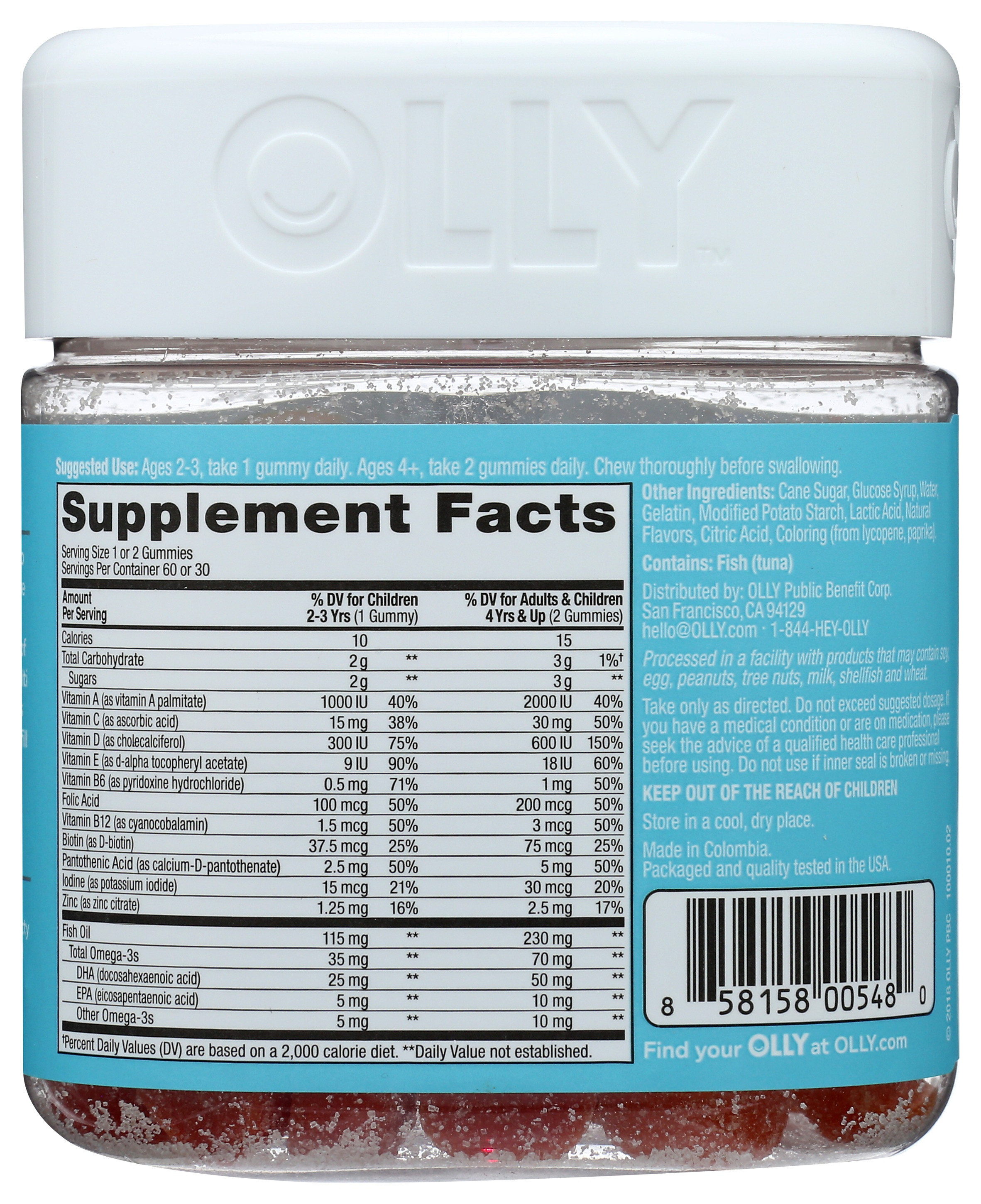 OLLY Kid's Multivitamin + Omega-3 Gummies