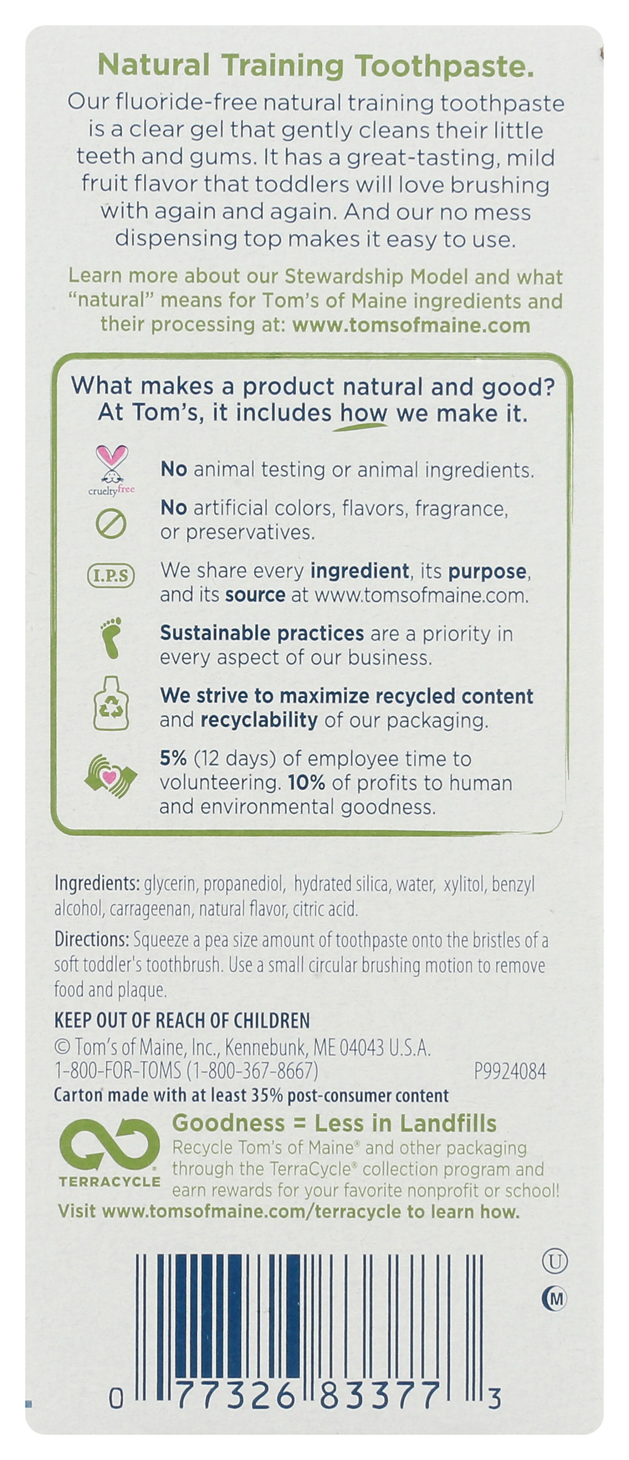 Tom's of Maine Toddler Training Toothpaste