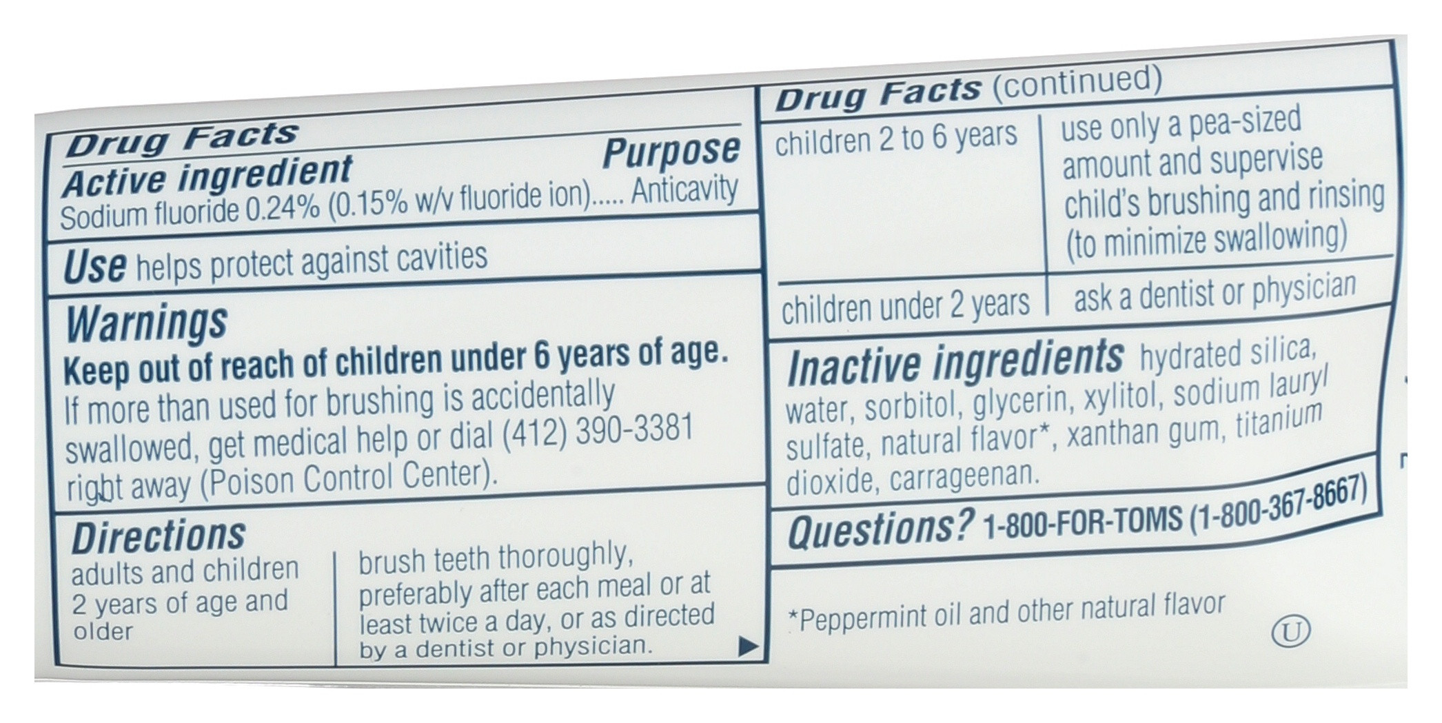 Tom's of Maine Travel Natural Toothpaste, Fluoride