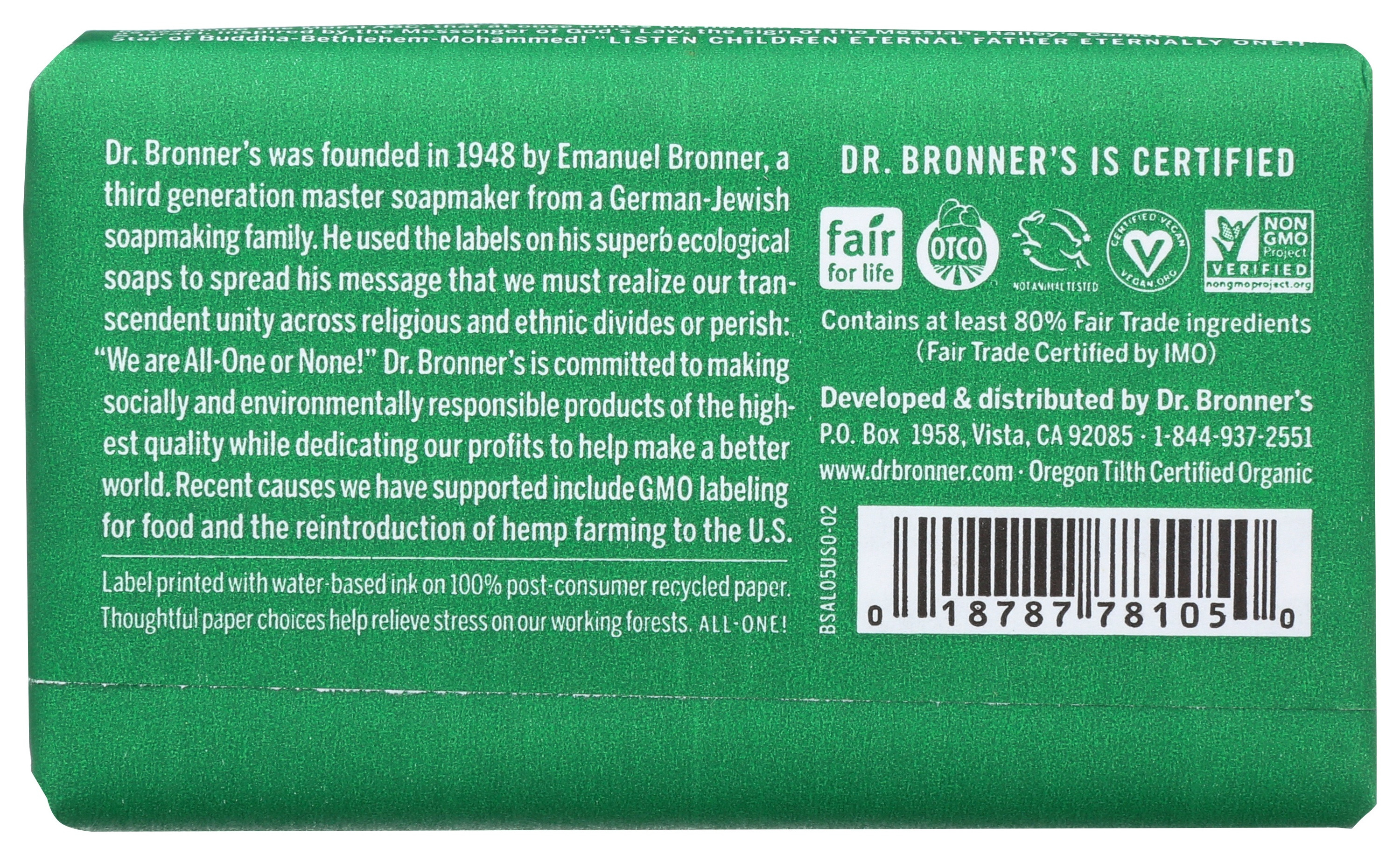 Dr. Bronner's Pure Castile Hemp Bar Soap