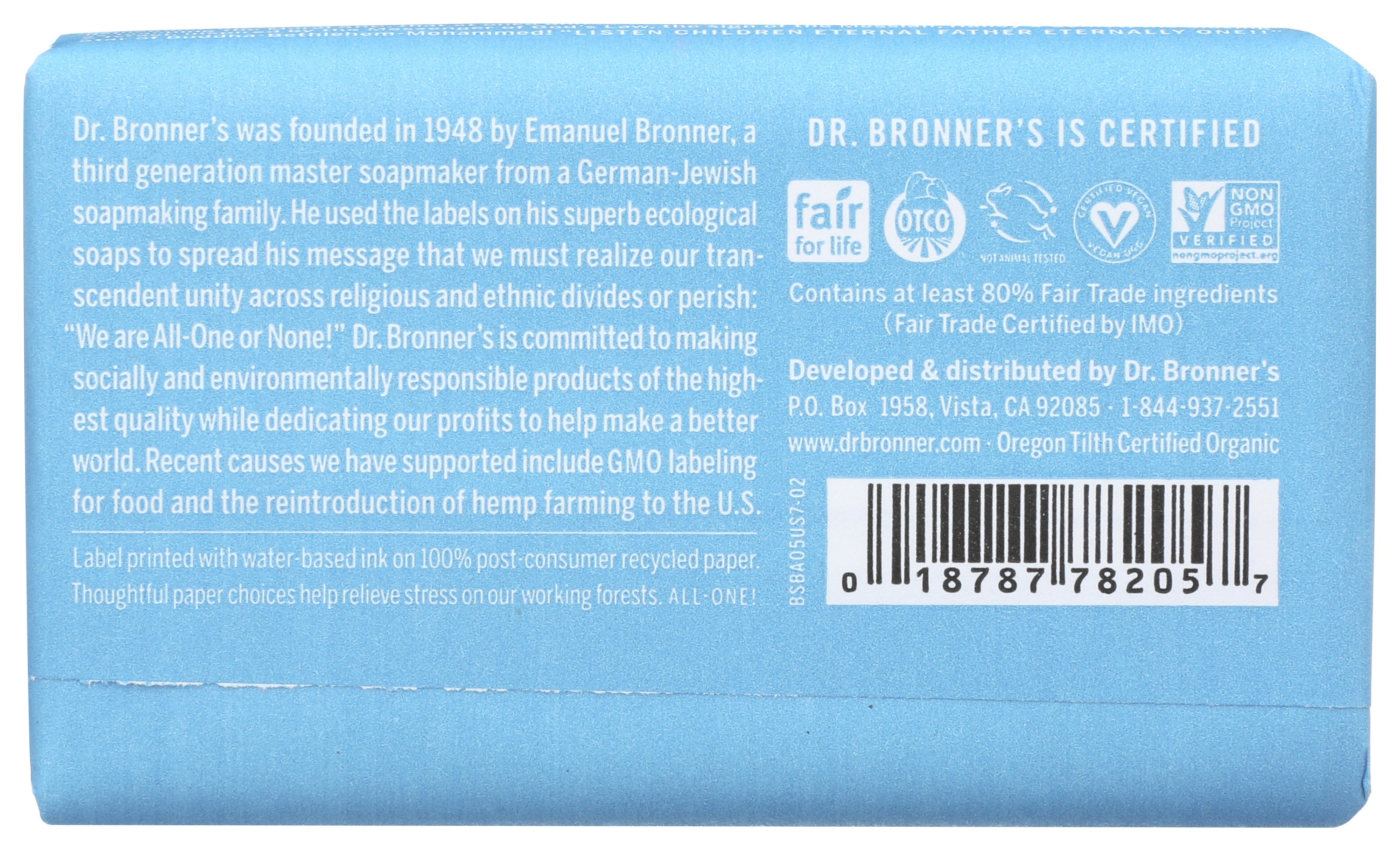 Dr. Bronner's Pure Castile Hemp Baby Bar Soap