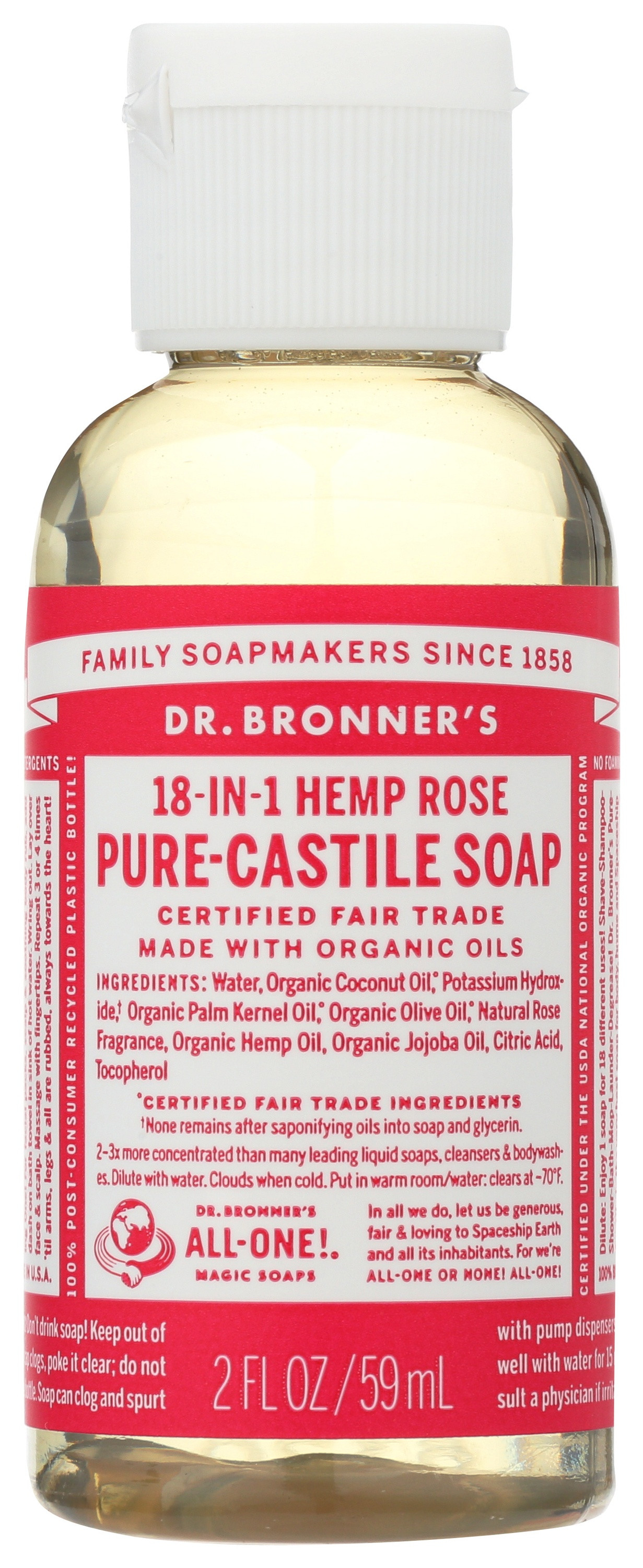 Dr. Bronner's Organic Hemp Pure Castile Soap, Rose