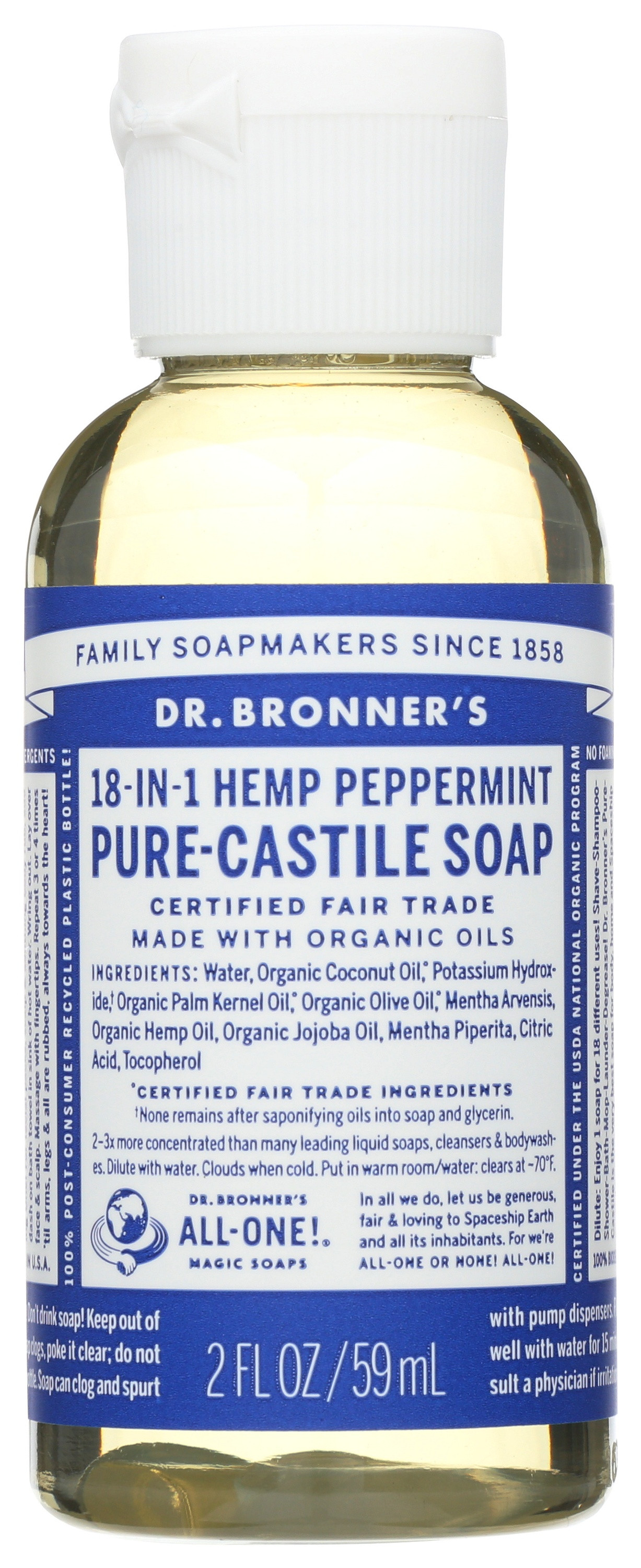Dr. Bronner's Organic Hemp Pure Castile Soap, Peppermint